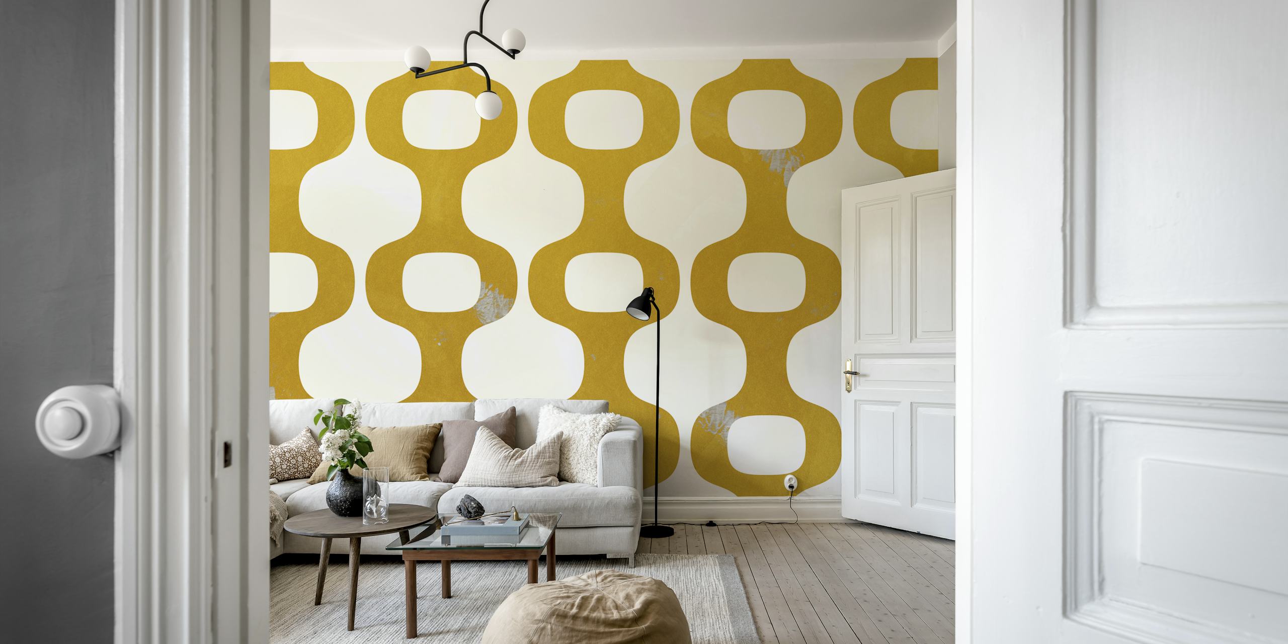 papier peint 70s Luxury Geometry dans une chambre moderne