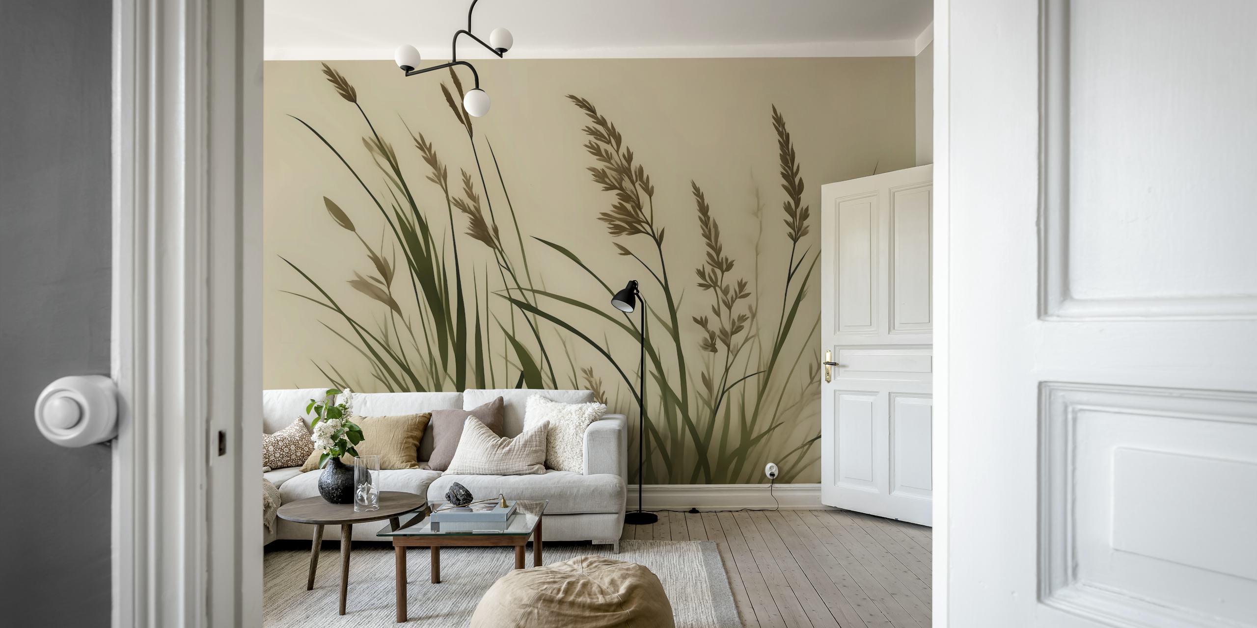 Scandinavian Japandi Meadow wallpaper design