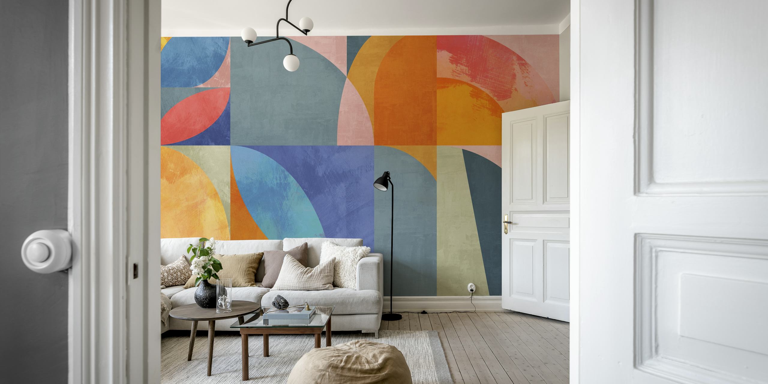 papel tapiz colorido en una habitación