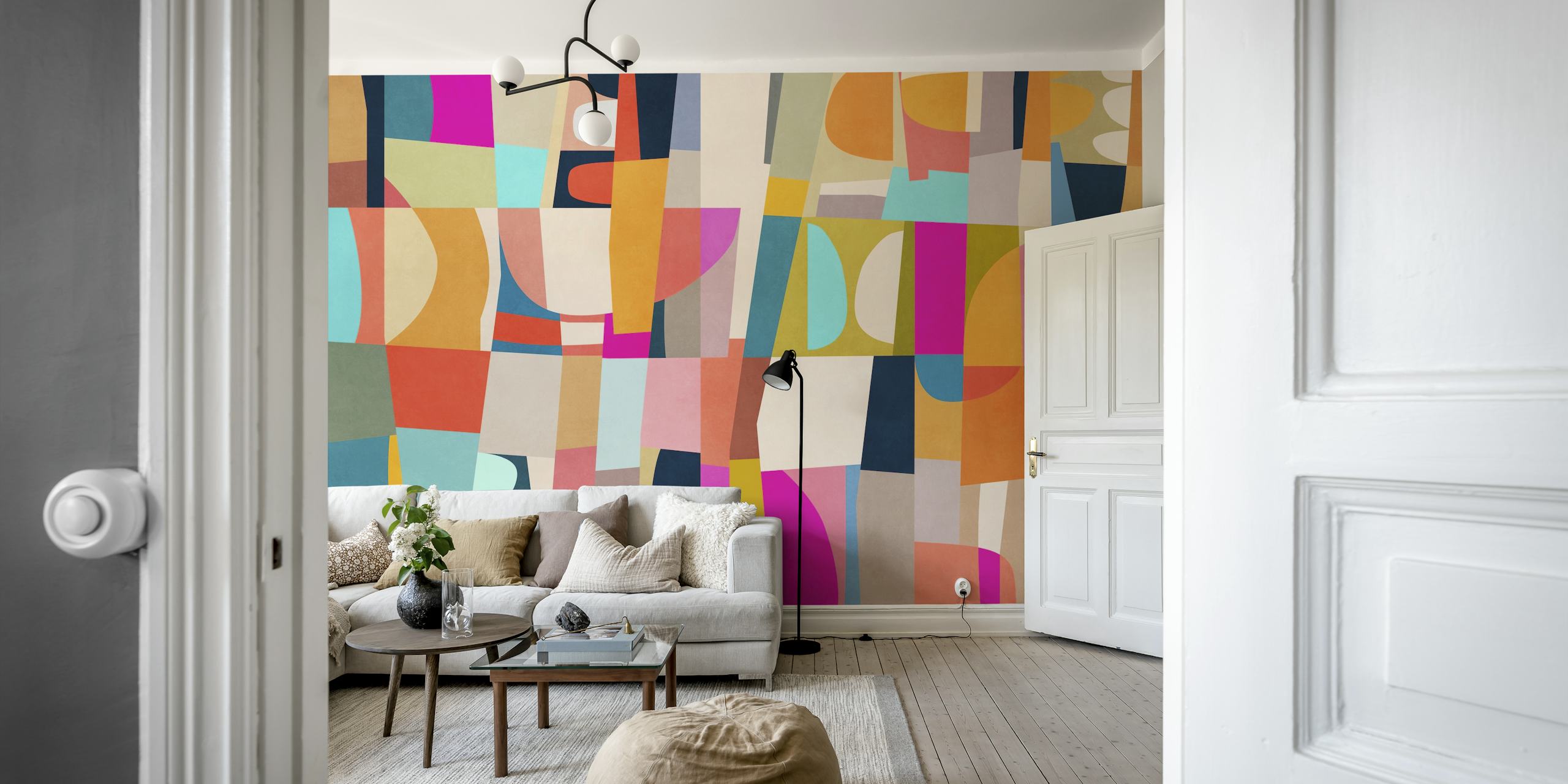 Geometric Construction 16 in een kleurrijke kamer