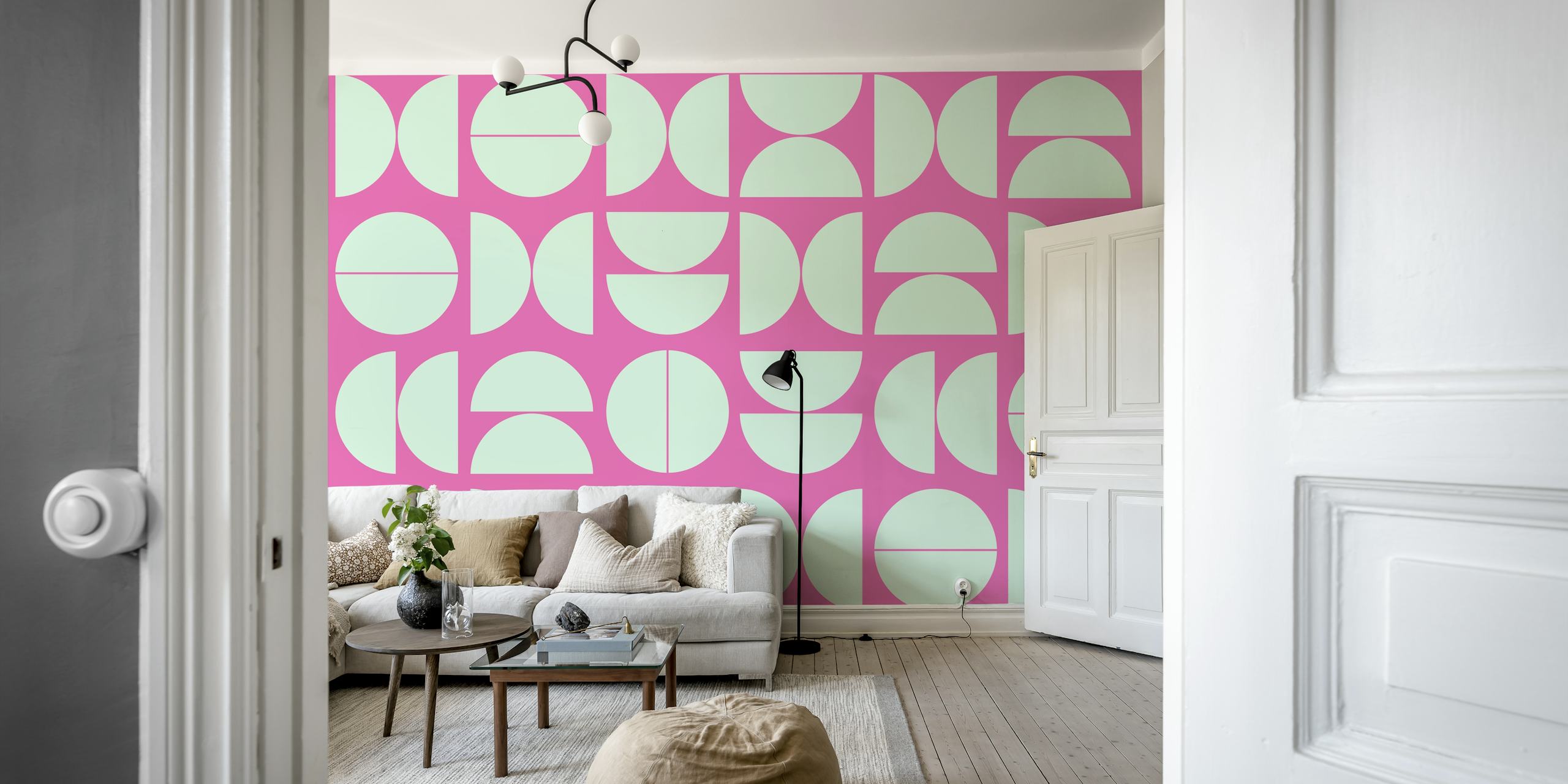 Mid-century modern tapettisuunnittelu huoneessa