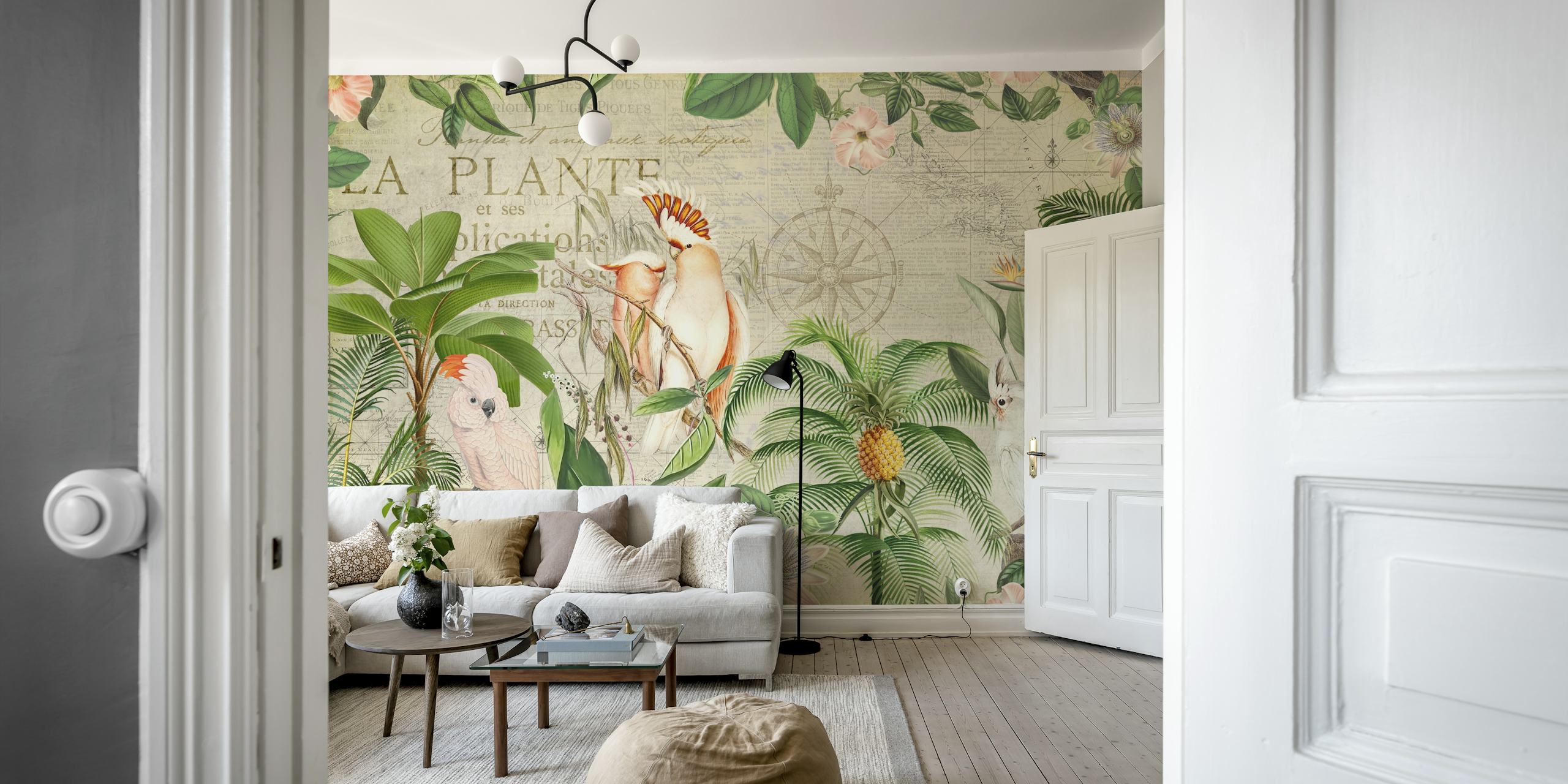 Nostalgic Cockatoo Jungle Adventure wallpaper design