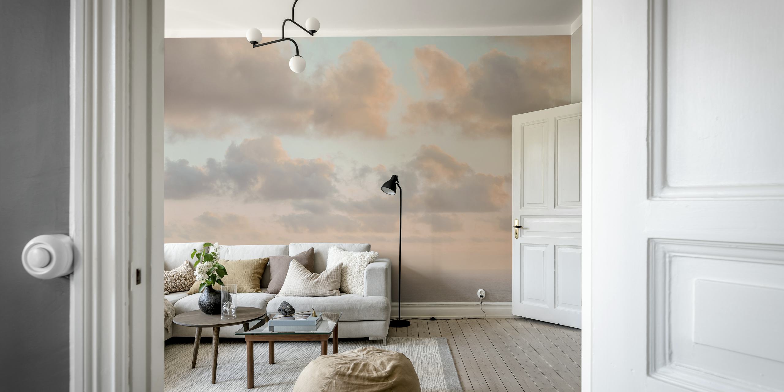 Candy Cotton Clouds Ocean Sunset Tapeta V Pokoji