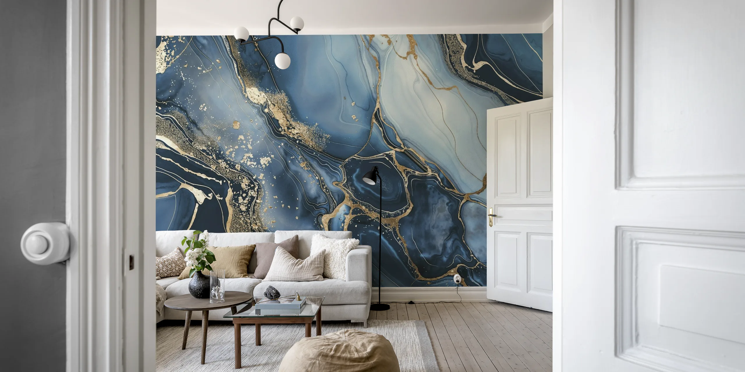 Magnific Marble Blue Gold Luxury - happywall.com
