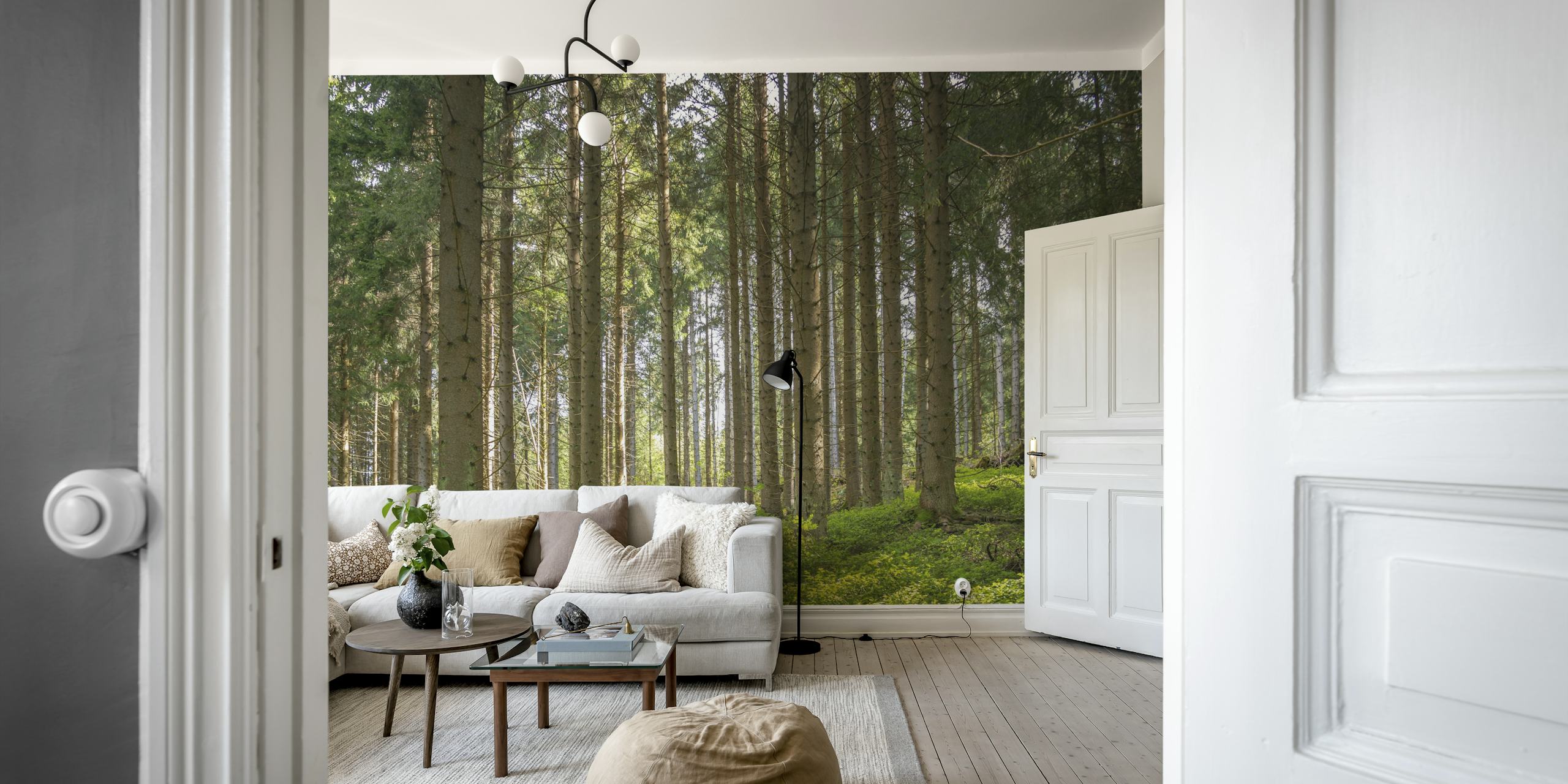 Papier peint Mystic Spring Forest dans une pièce