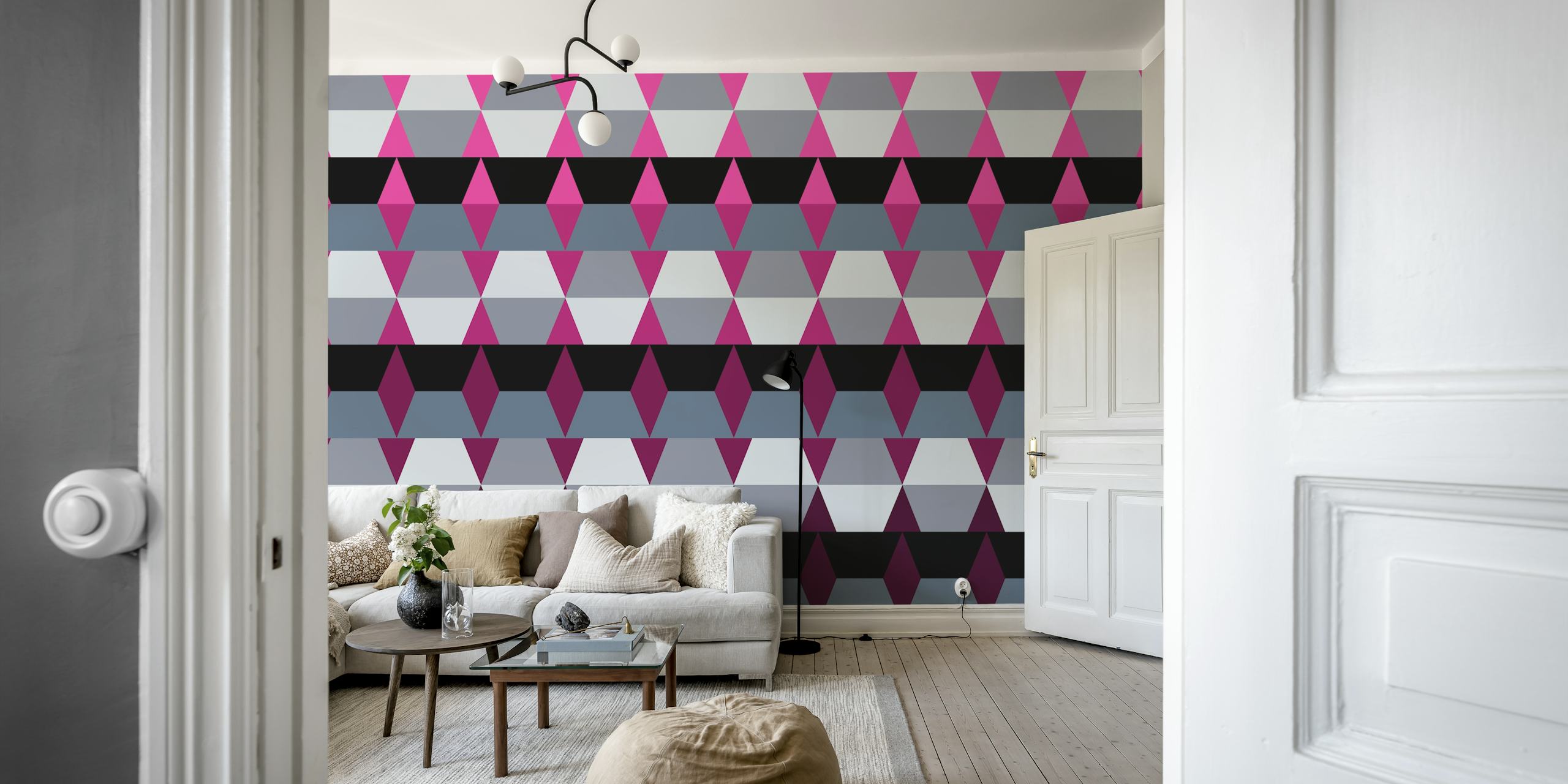 Modern Scandi Geometry wallpaper in a room