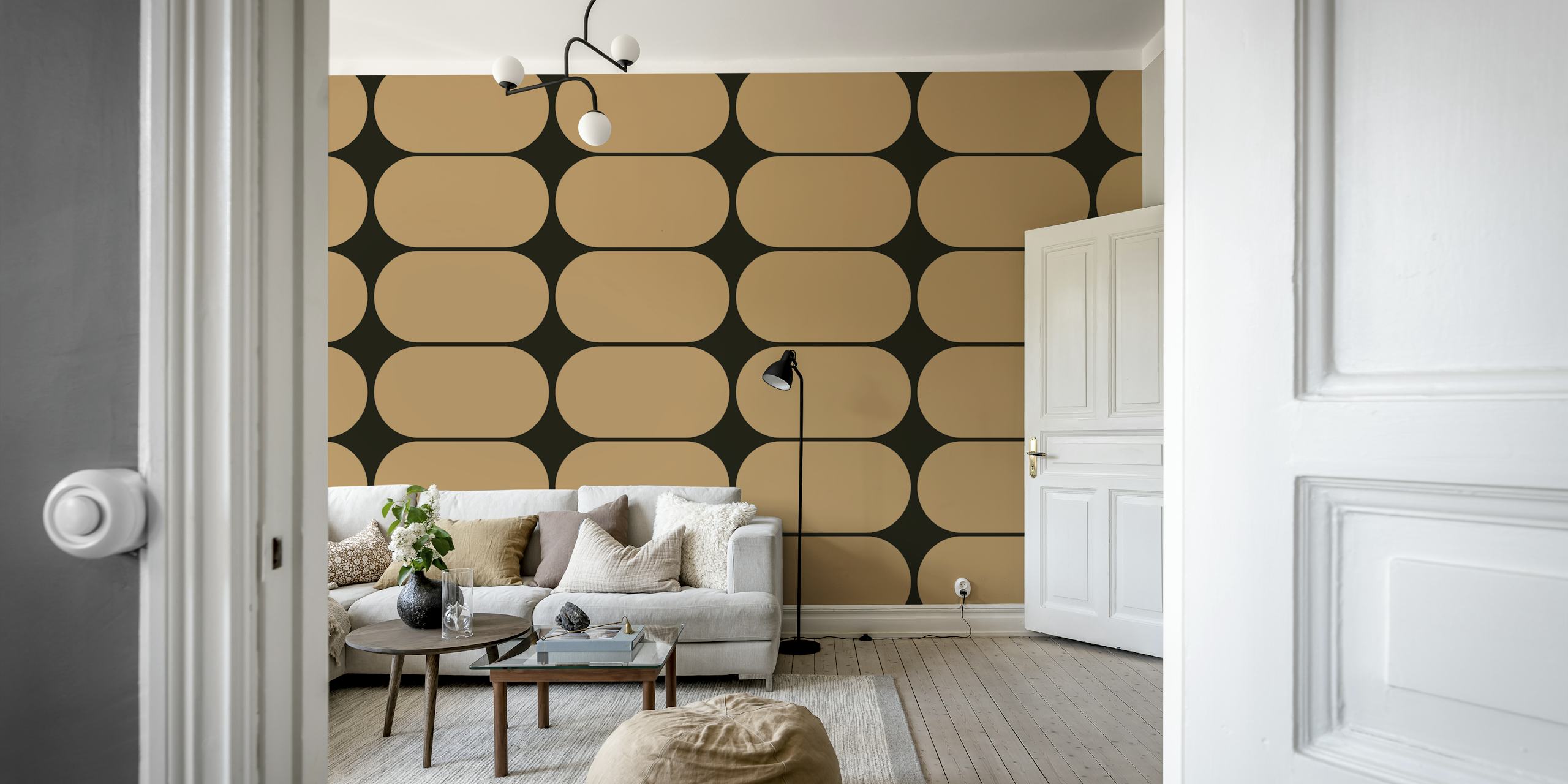 Simple Mid-Century Pebbles wallpaper in a room