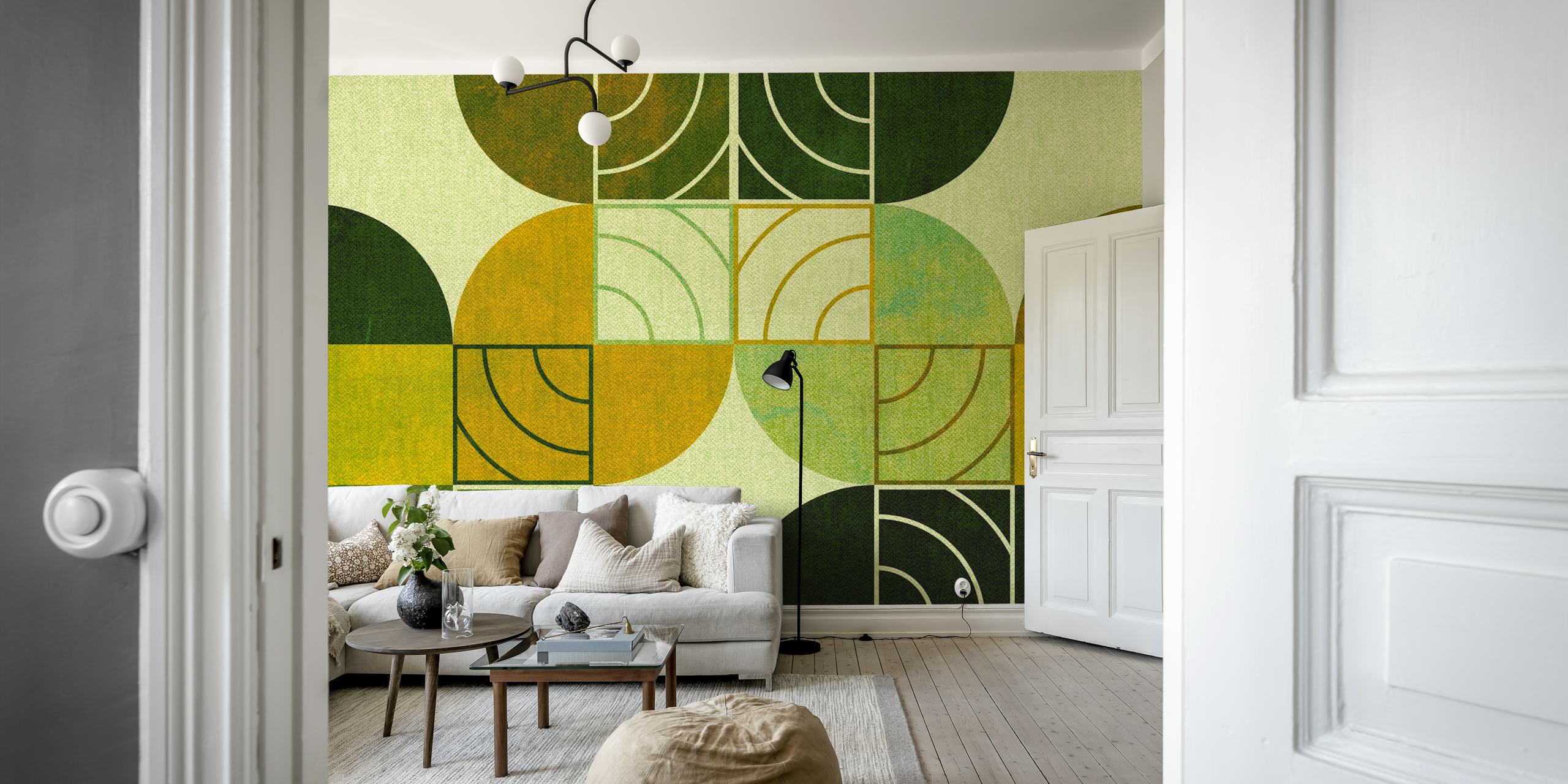 Papel de parede geométrico Green Mid-Century Modern