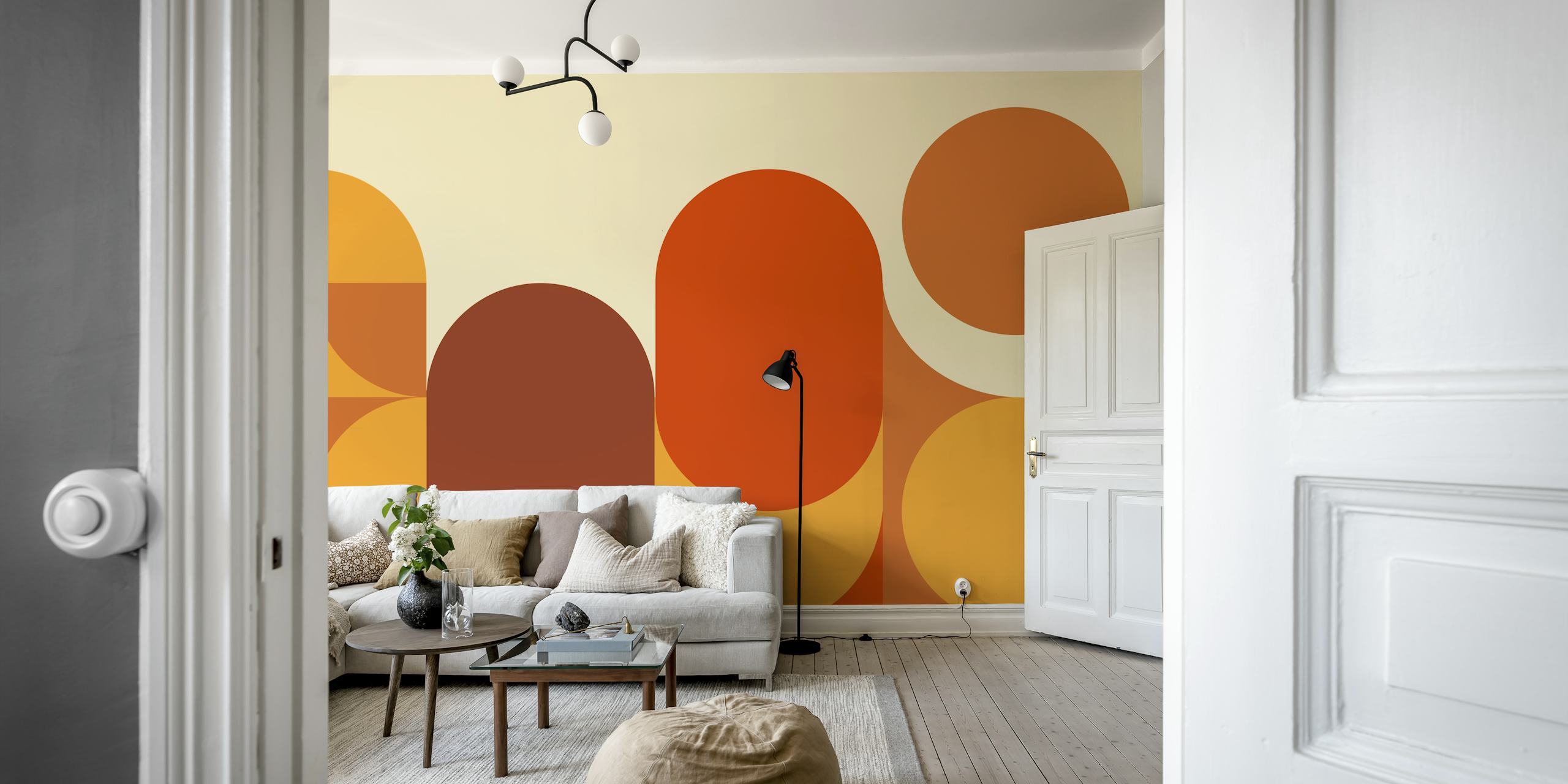 Large Retro Seventies Circles tapet i et rom