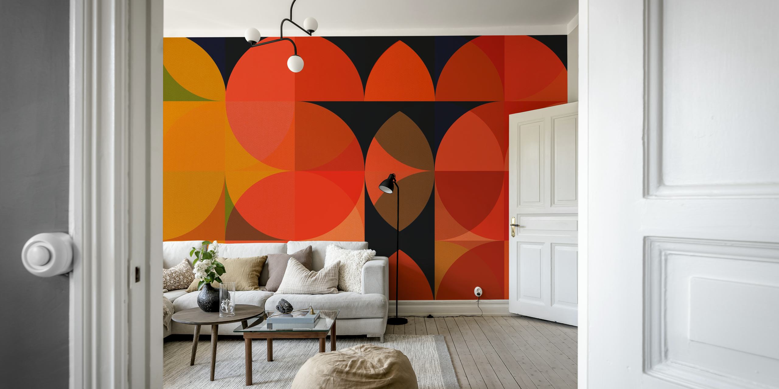 Geometric Mid Century Bauhaus tapet i et rum