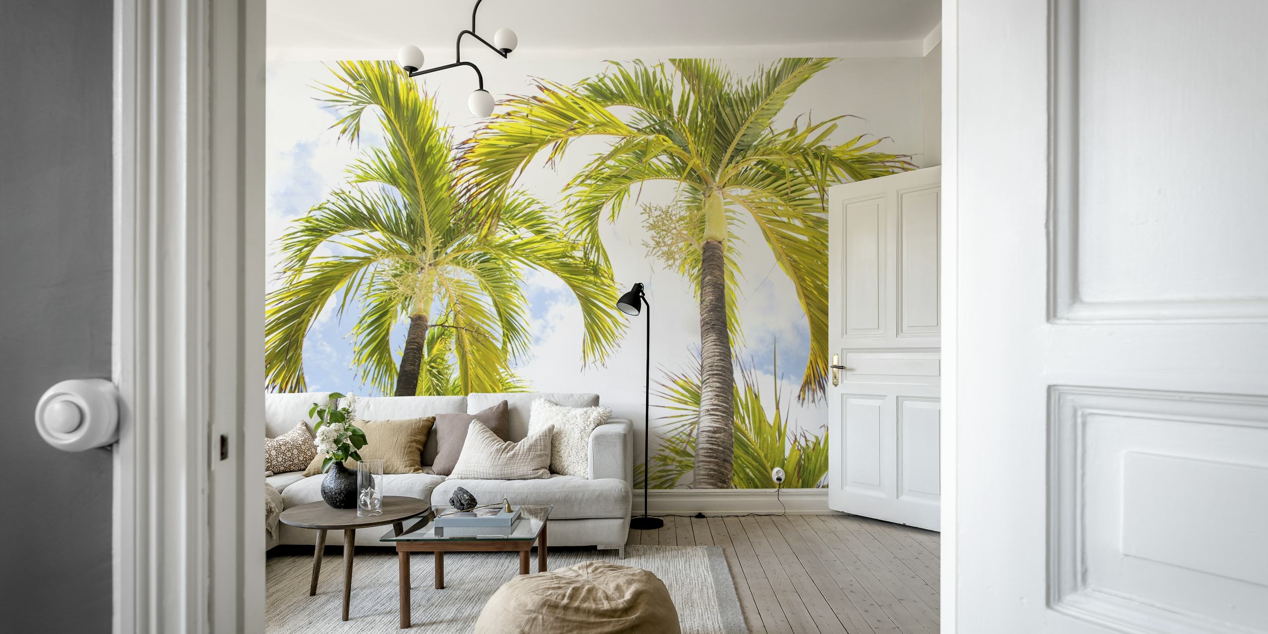 Tropische palm behang in een kameropstelling