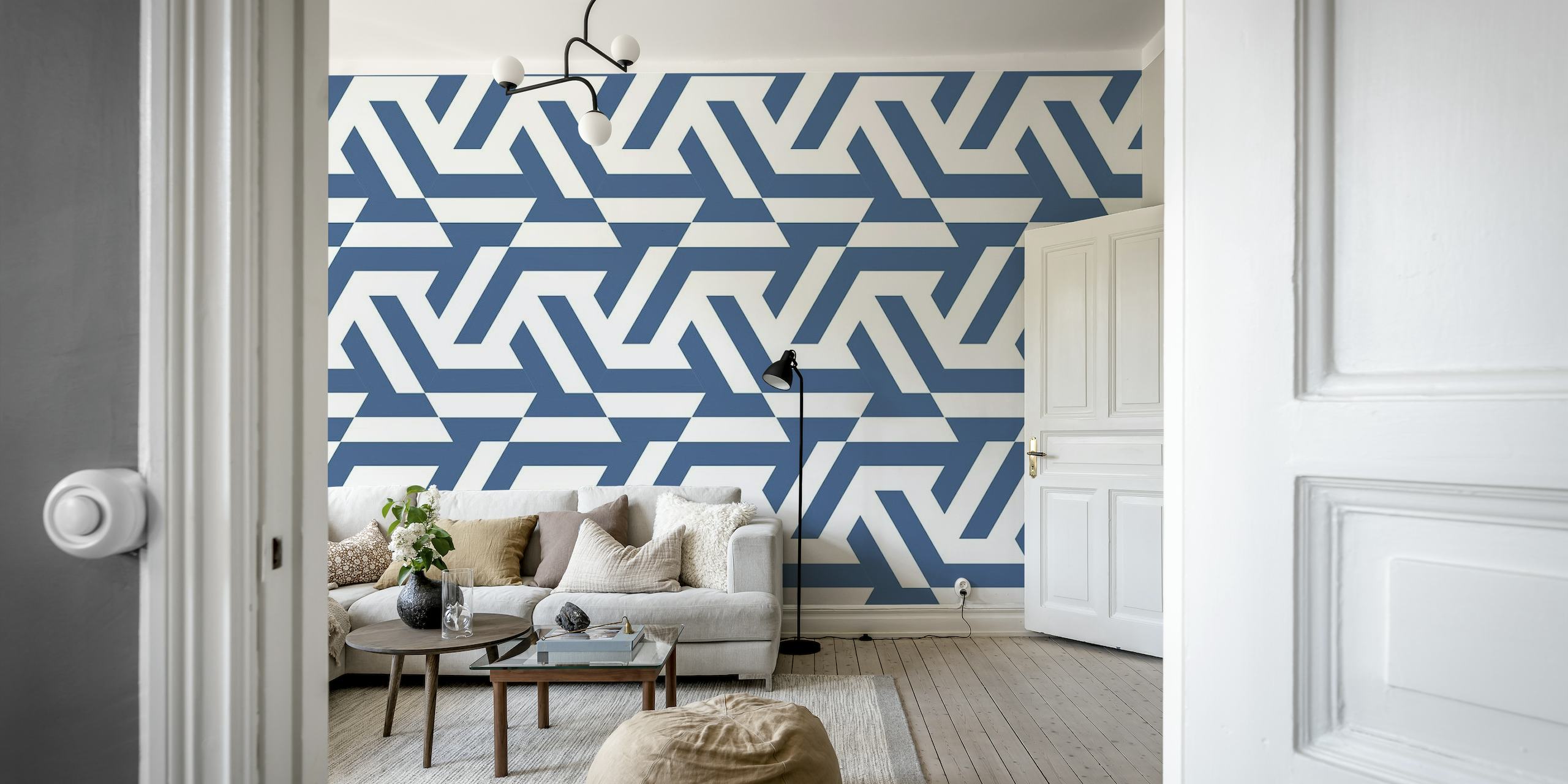 Playful Hexagon Navy Blue Tiles Combo 1 wallpaper