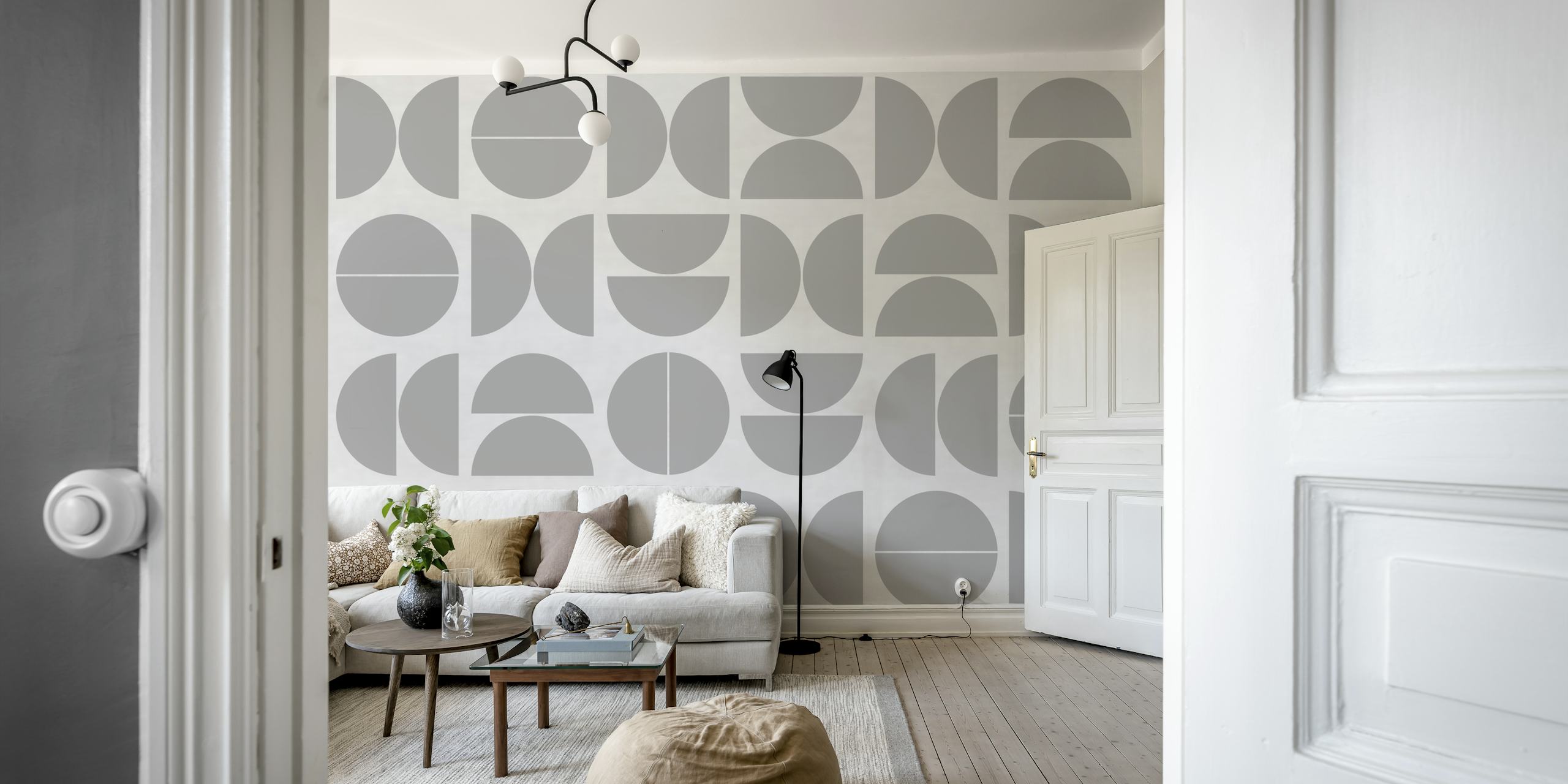 Concrete Grey Bauhaus behang in een kamer