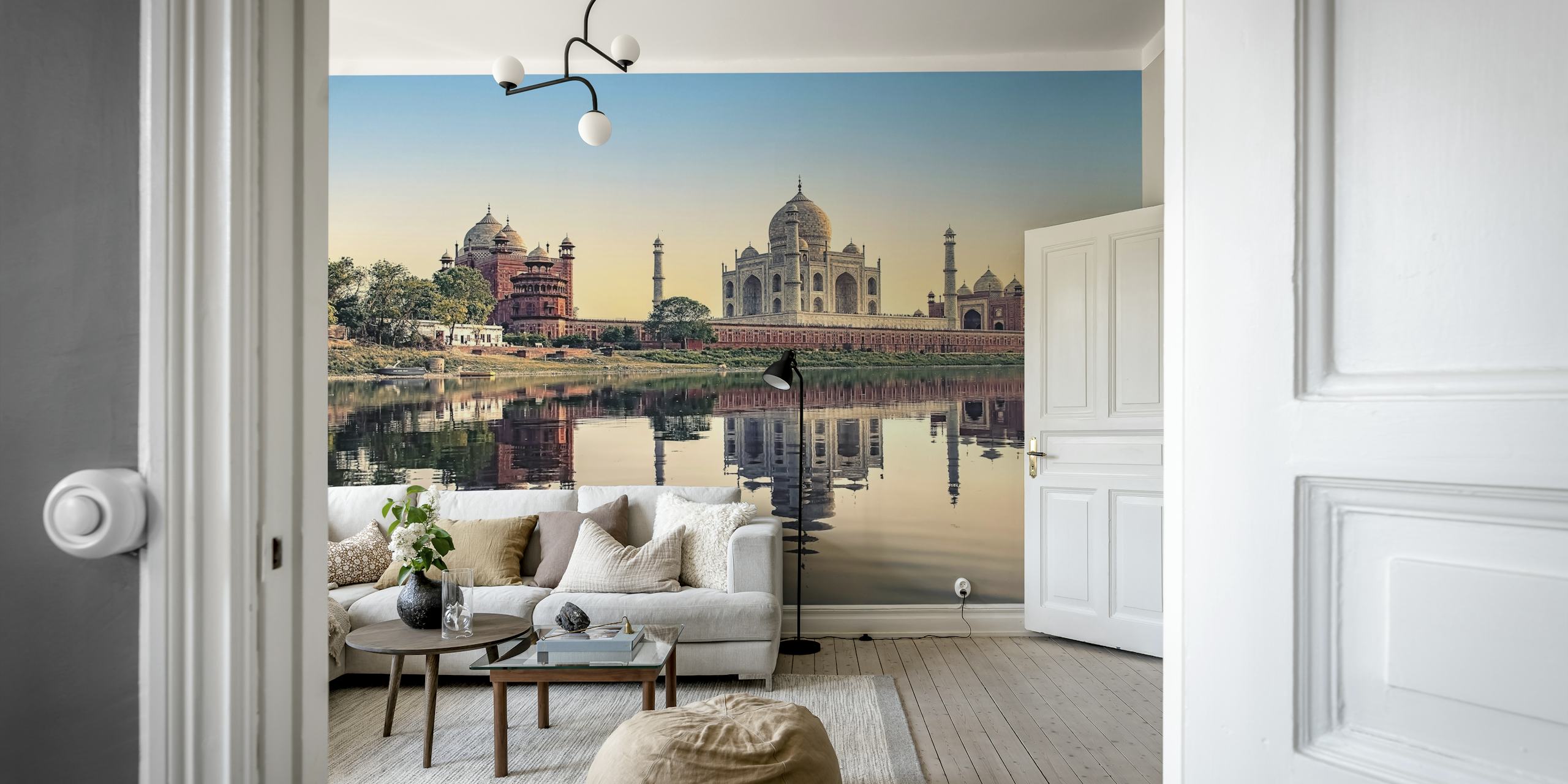 Taj Mahal Wallpaper in einem Raum angezeigt