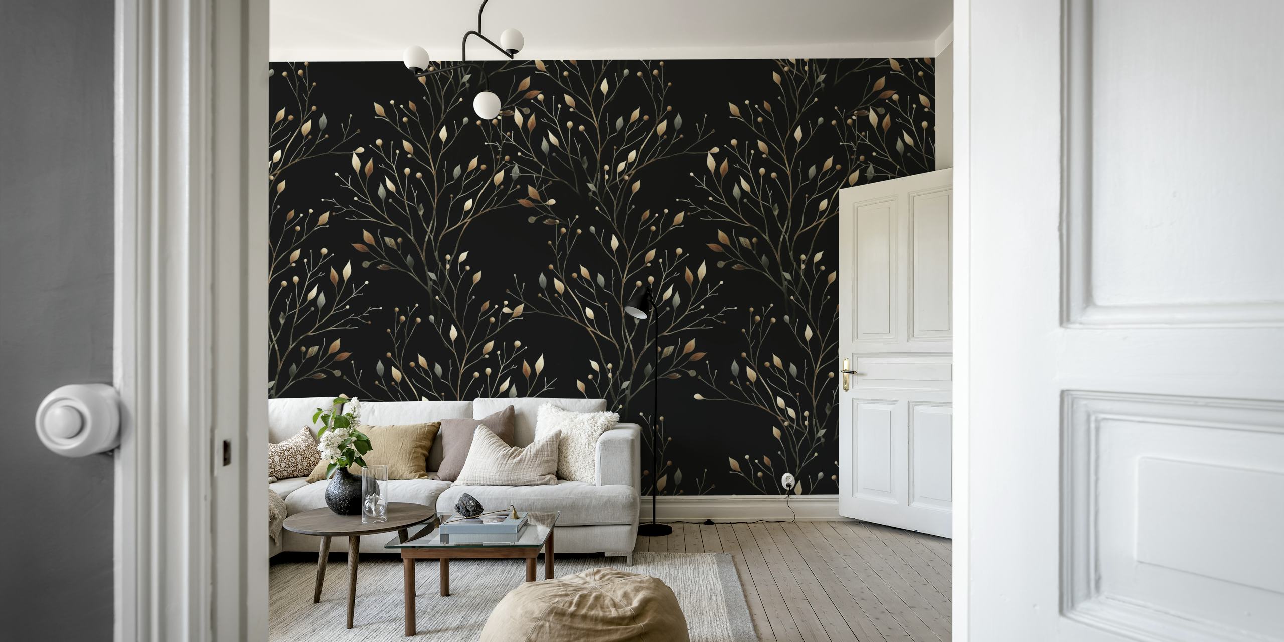 Tapeta Mid-century modern leaves u sobi