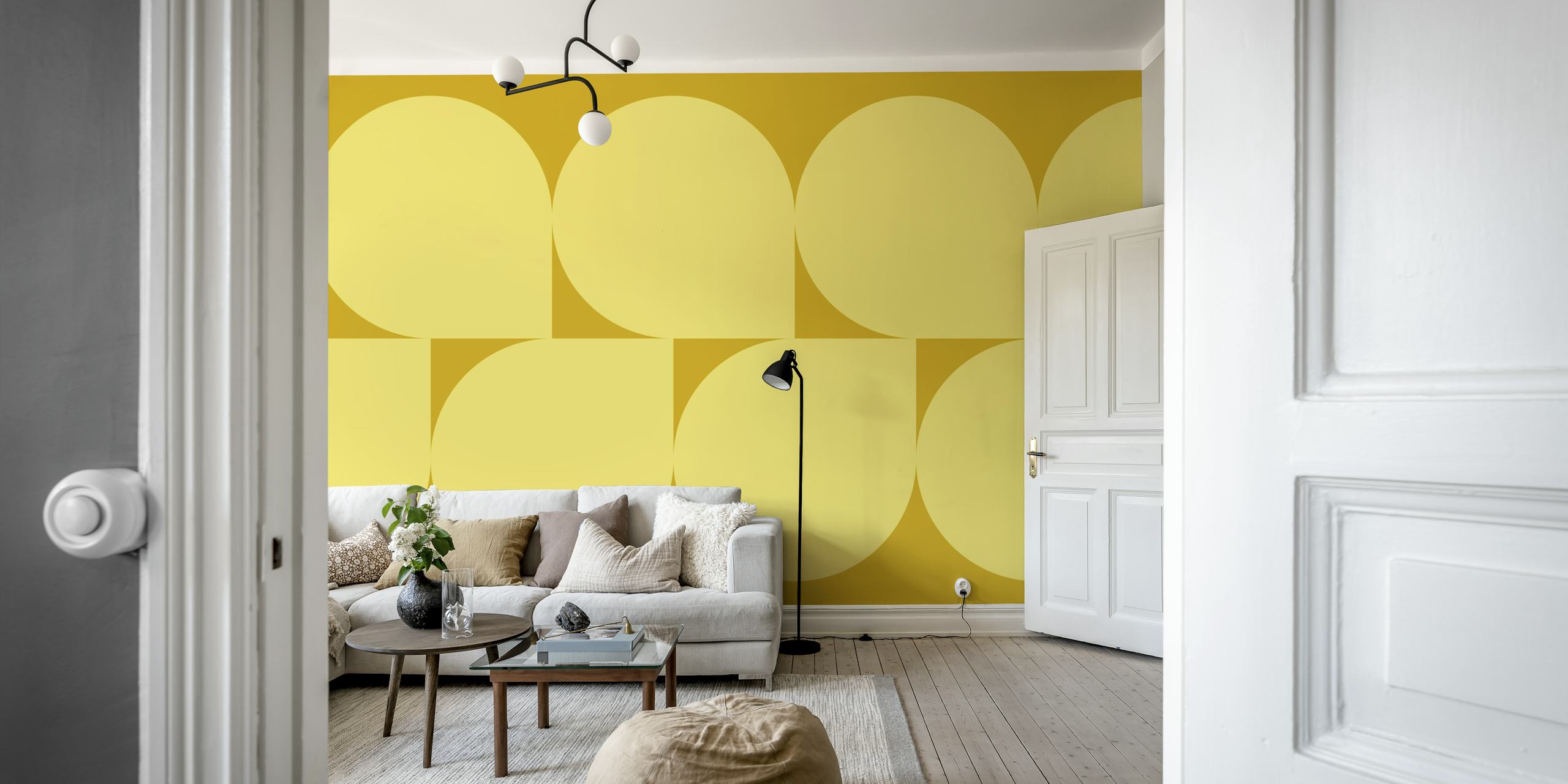 Geometric shapes in yellow and gold colors wallpaper