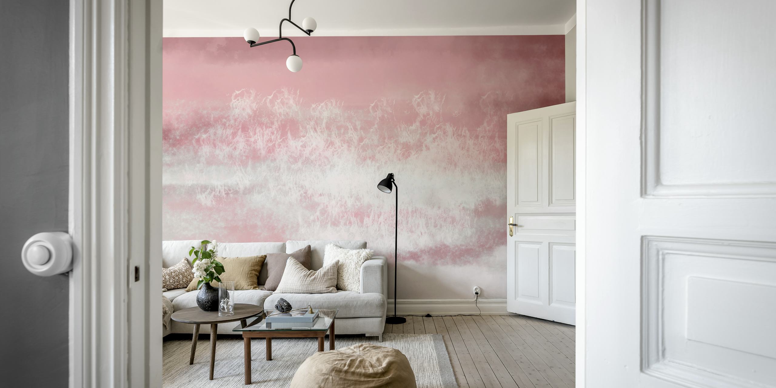 Abstract watercolor pattern with pink and white tones wallpaper