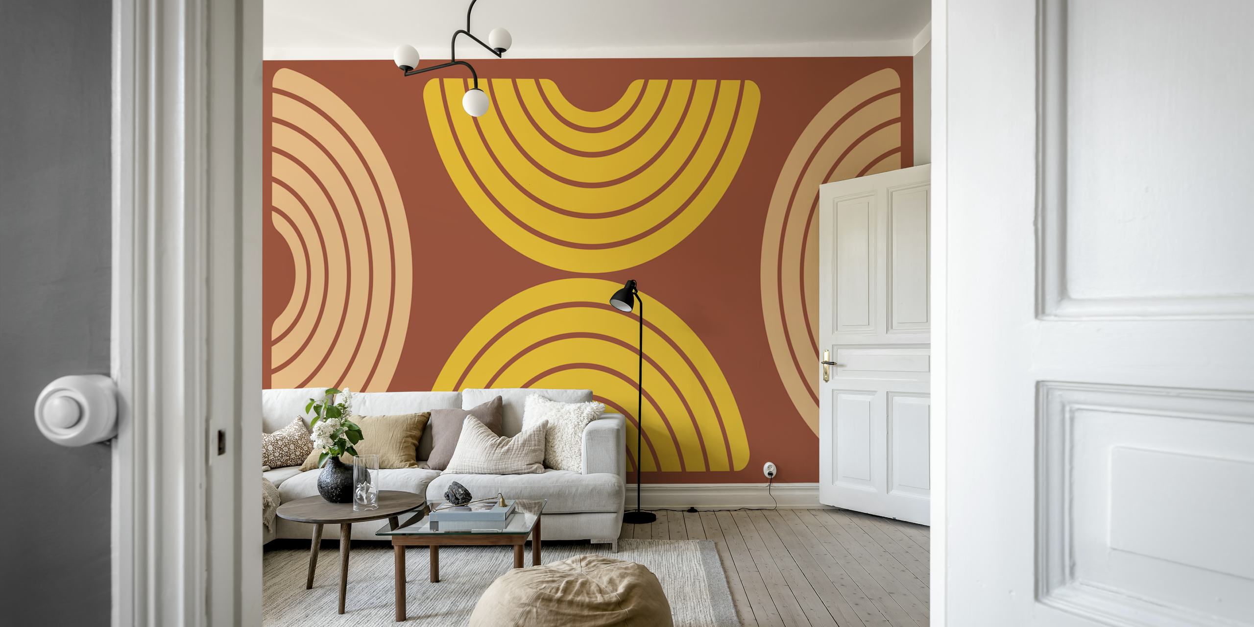 Sunset Arcs Decor wallpaper in a room