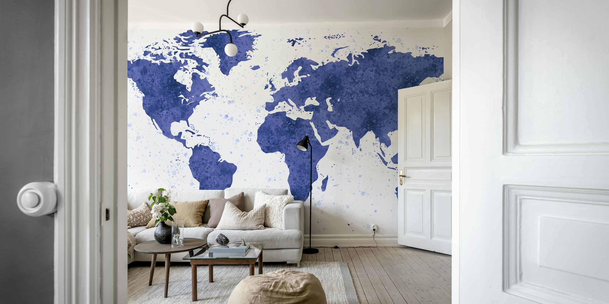 World Map Mural Navy-tapettisuunnittelu