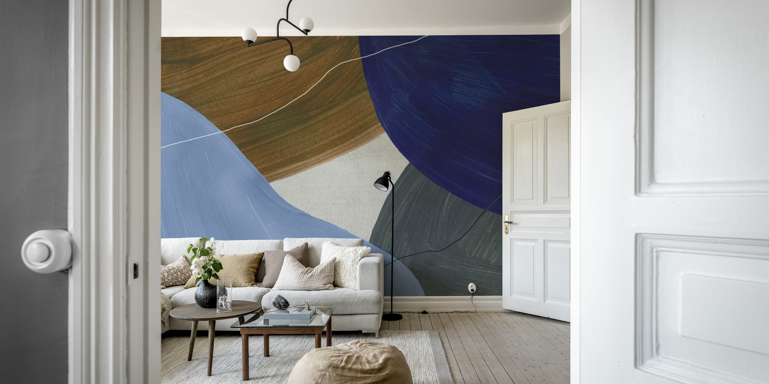 Tapeta Painted Abstract Shapes u sobi