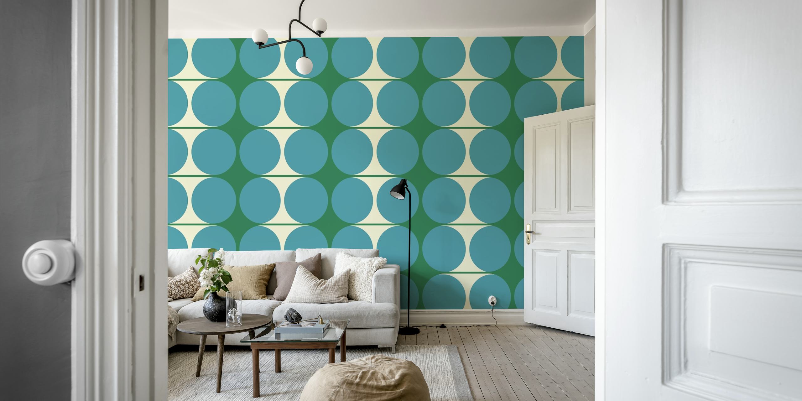 70s Cutouts wallpaper design displayed in a room