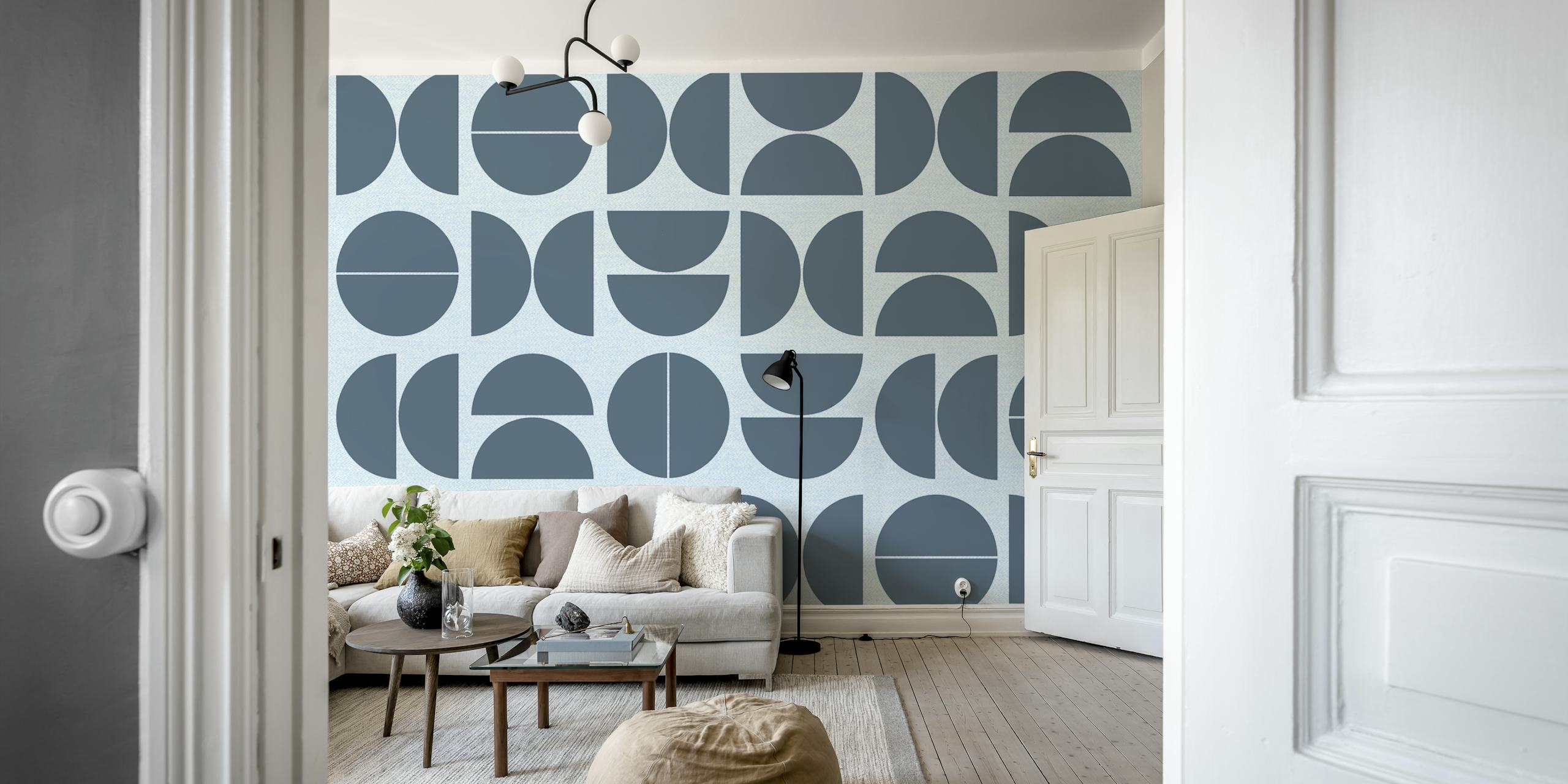 Tapeta Grey Geometric Bauhaus v místnosti
