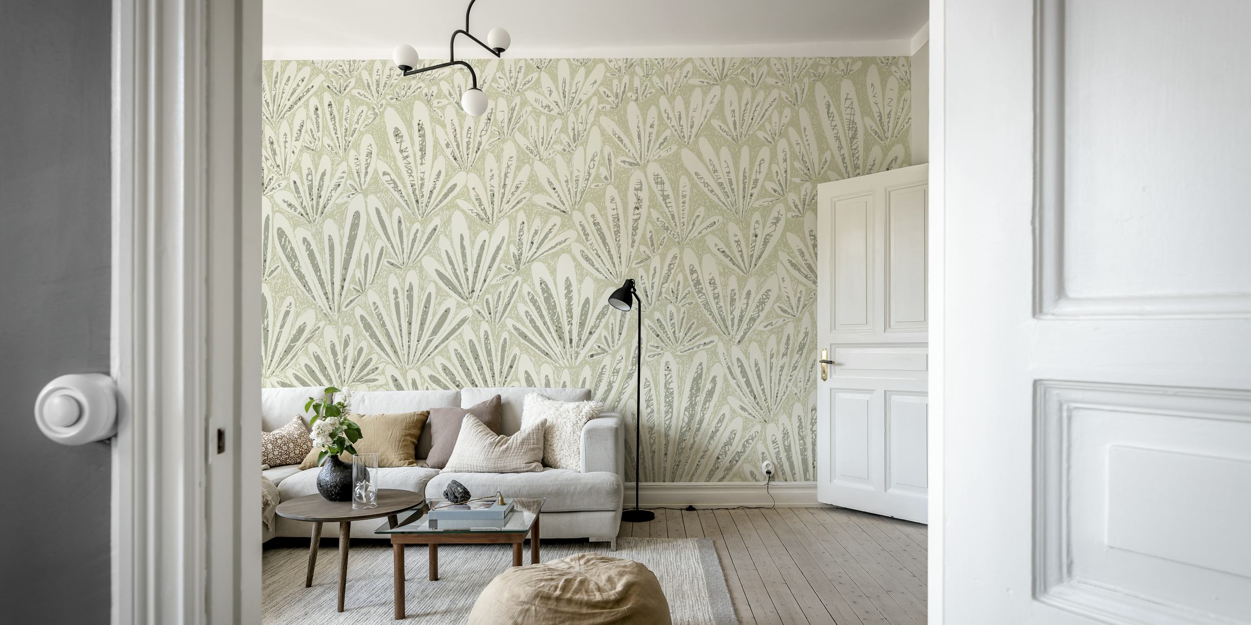 Calming essentials meadow chalky sage tapetti huoneessa