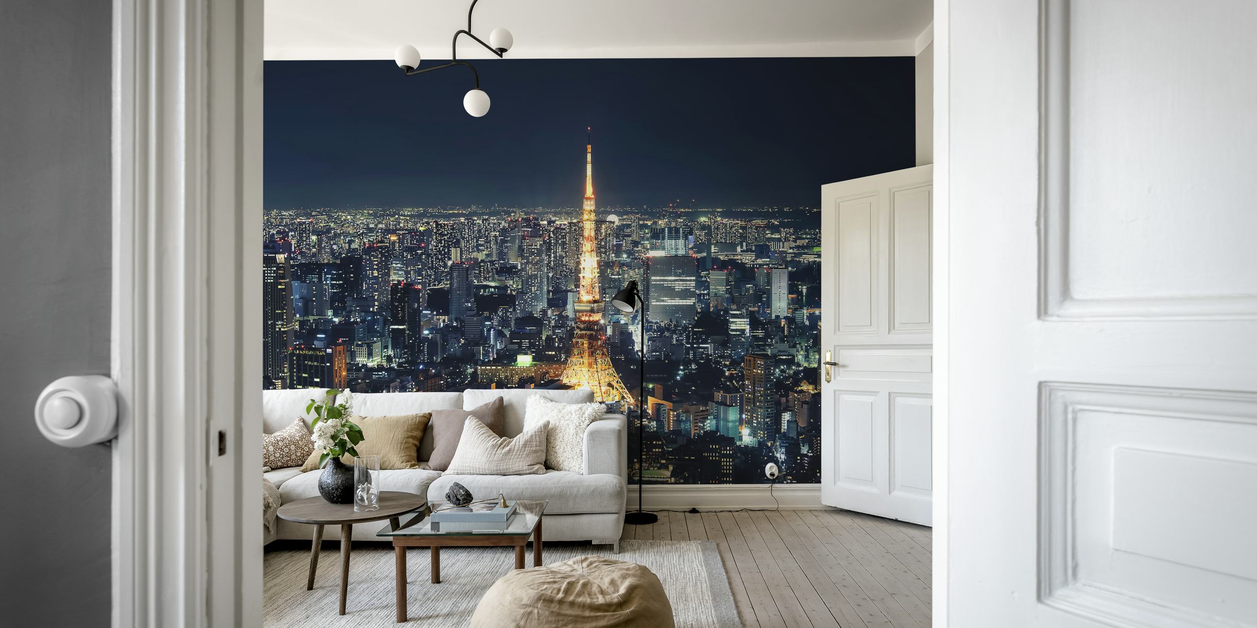 Tokyo Tower wallpaper displayed in a room