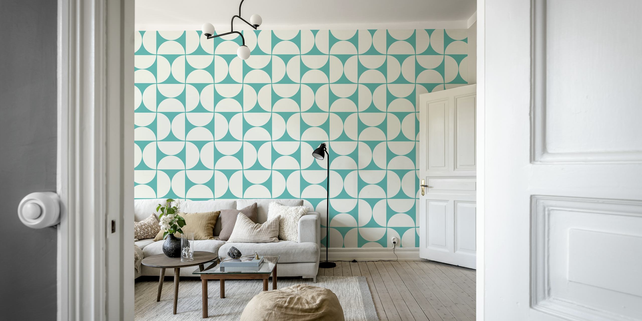 Mid-Century Modern mønstret tapet i et rom