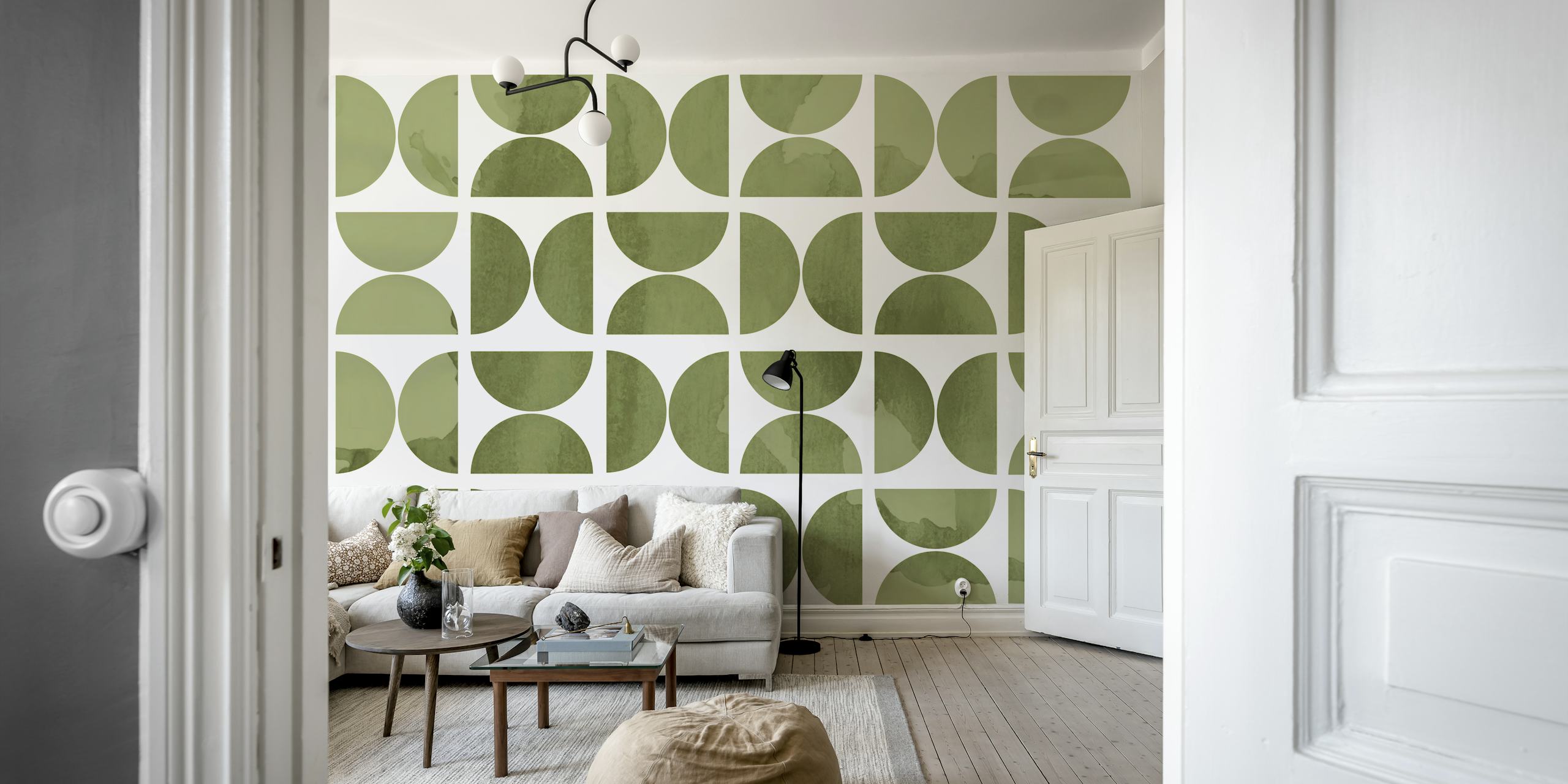 Green Watercolor Bauhaus i ett rum