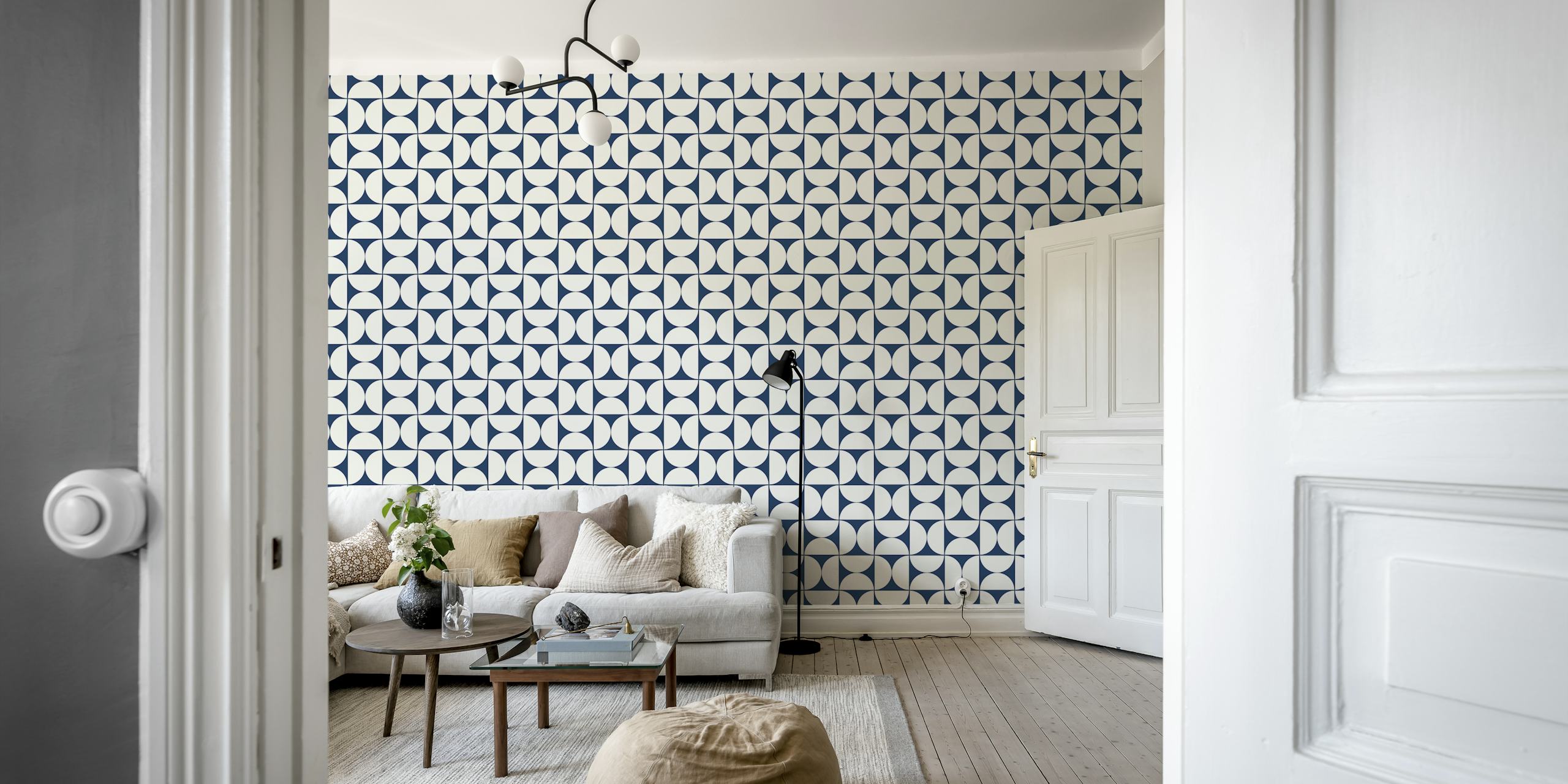Mid-Century Modern pattern wallpaper in a room
