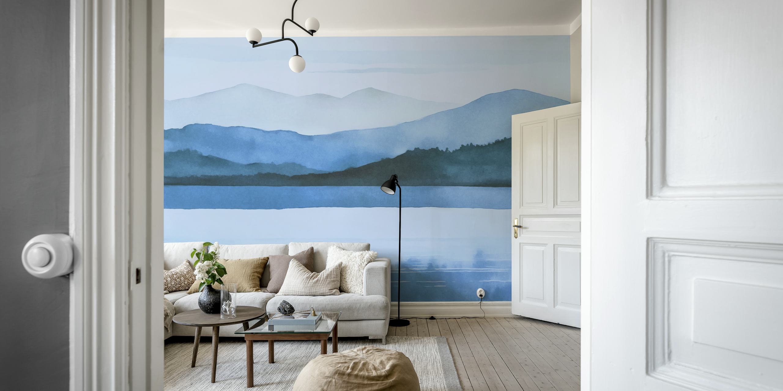 Blue Mountains Calm Landscape wallpaper in a room