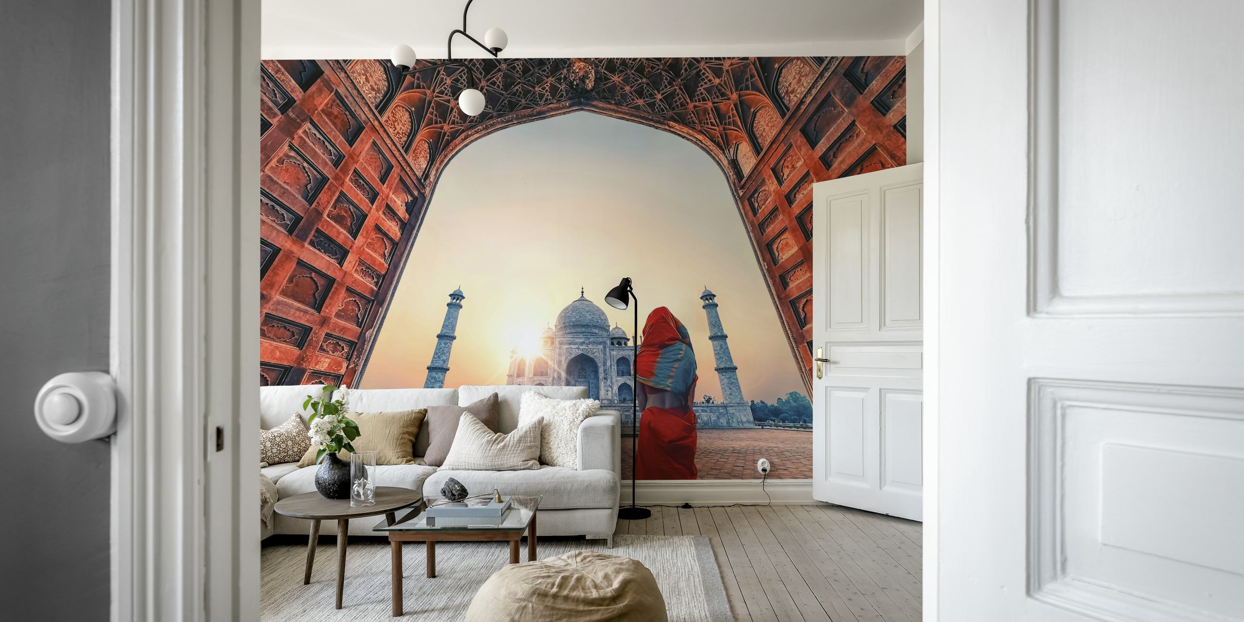 Ινδική Πρωινή ταπετσαρία με τον Taj Mahal