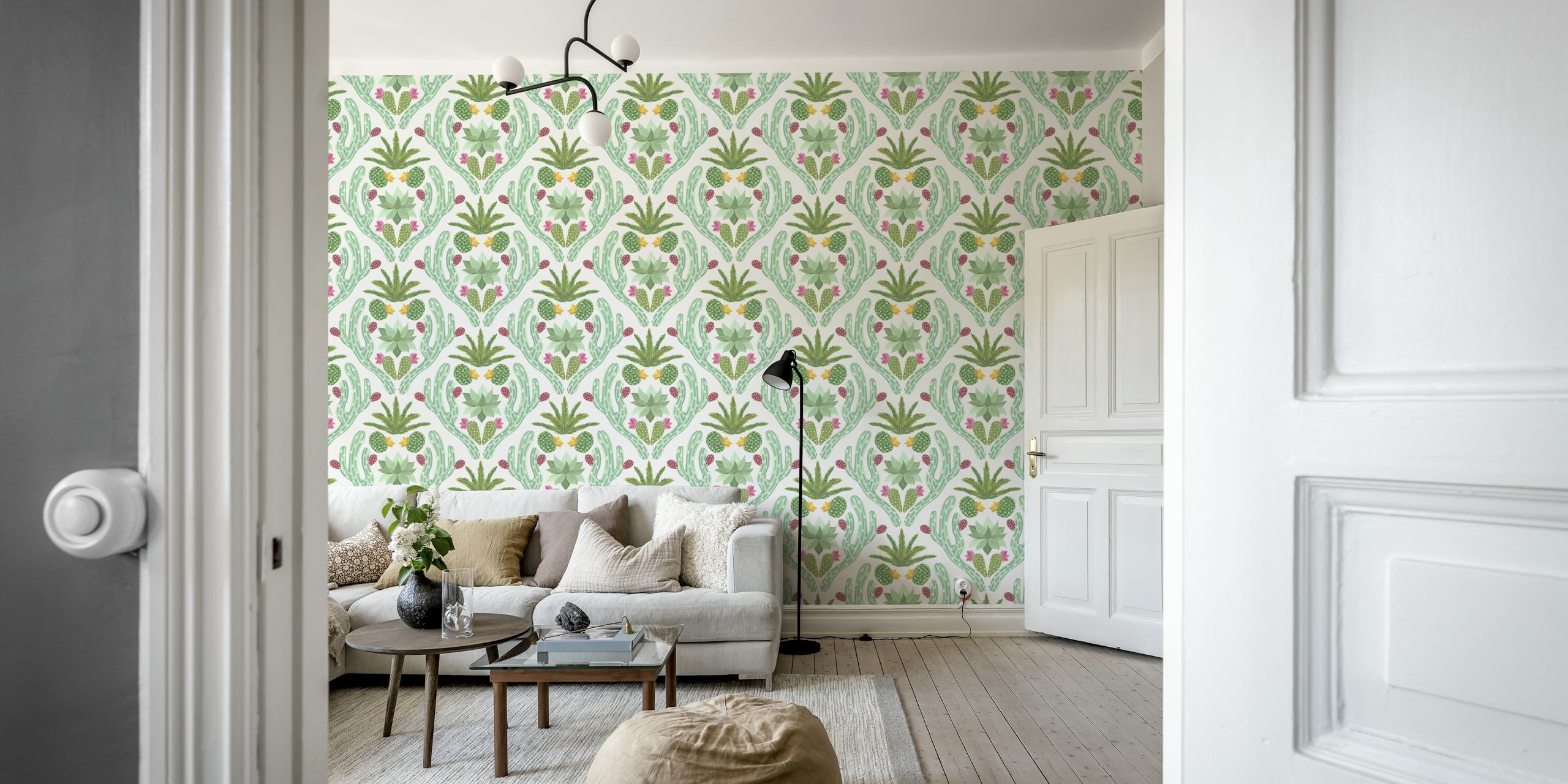 Cactus Oasis behang in een modern interieur