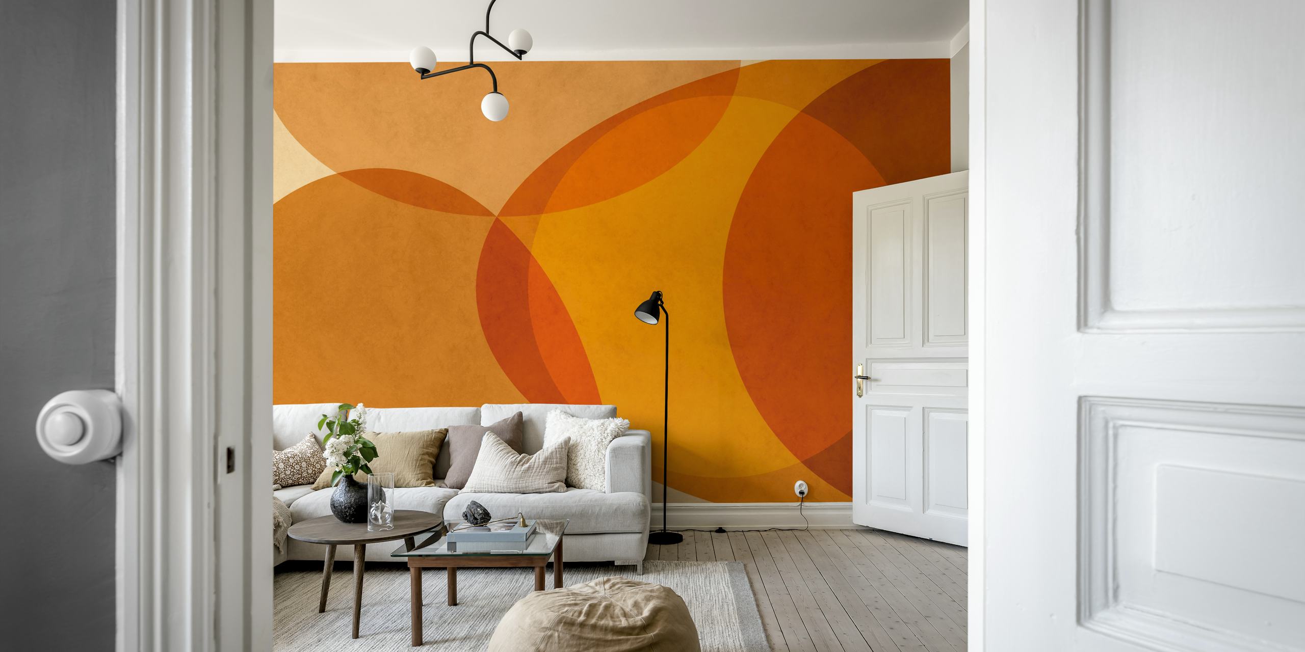 Patrón de papel tapiz abstracto moderno de mitad de siglo cálido