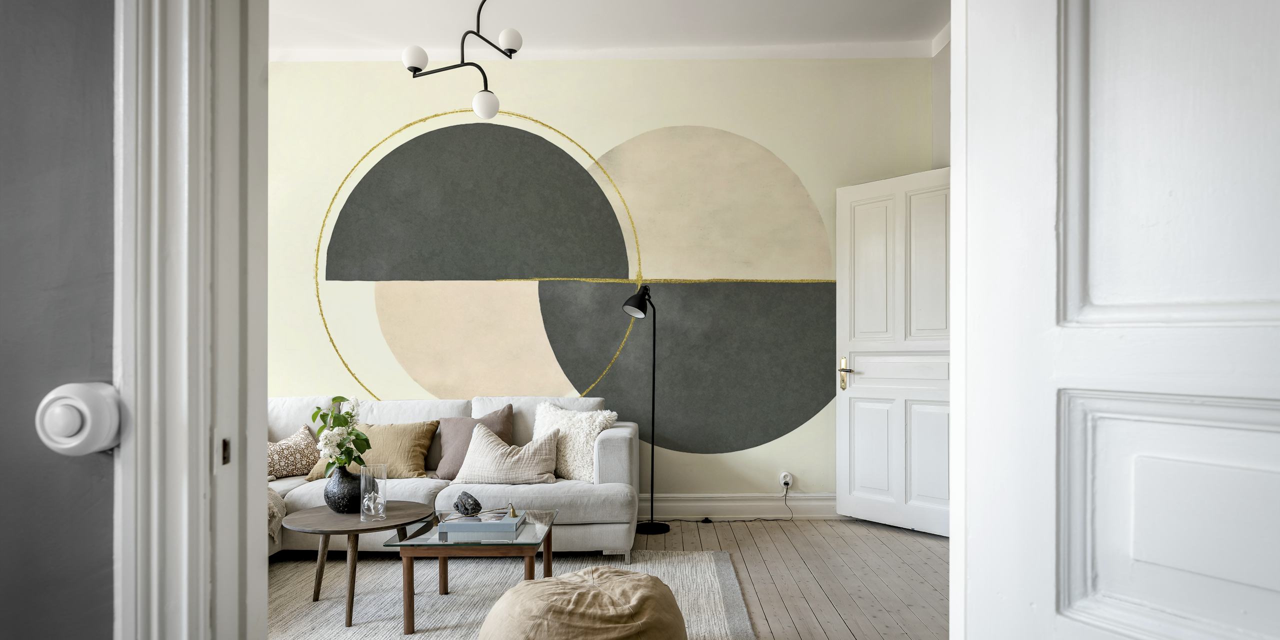 Minimalist abstract wallpaper in a room