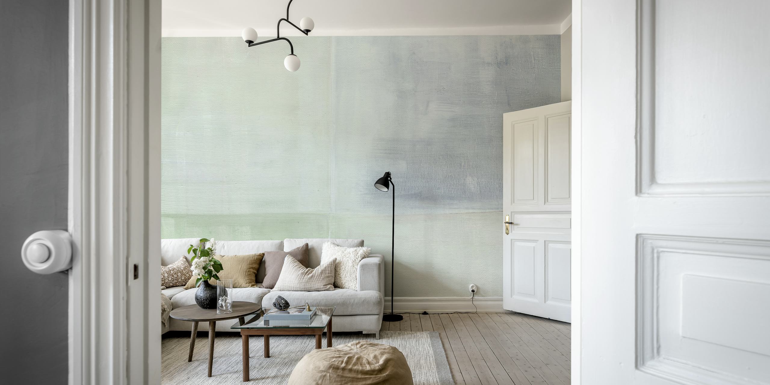 Pastel geometric squares in green and grey colors wallpaper