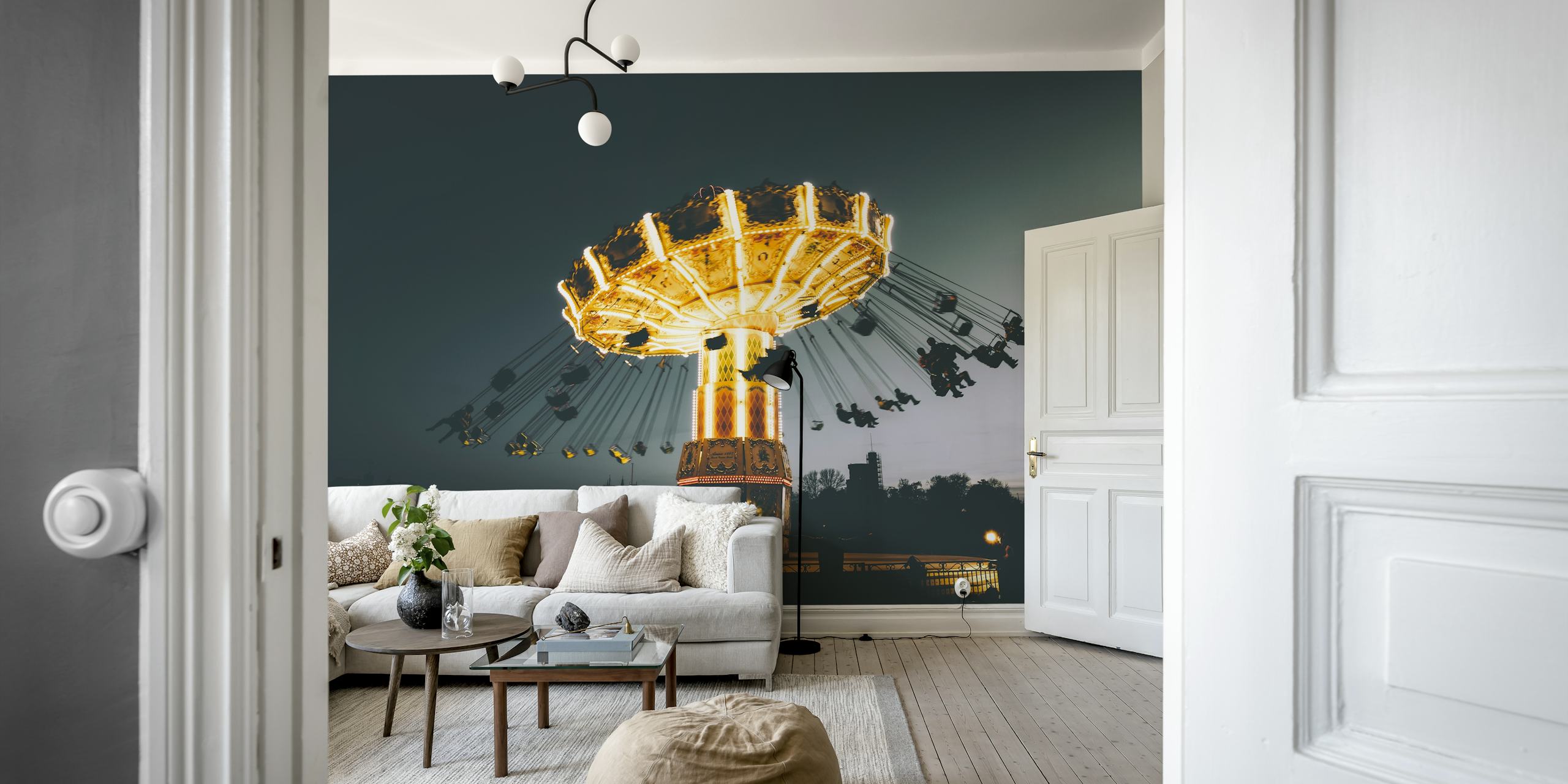 Gröna Lund Carousel tapet i et rom