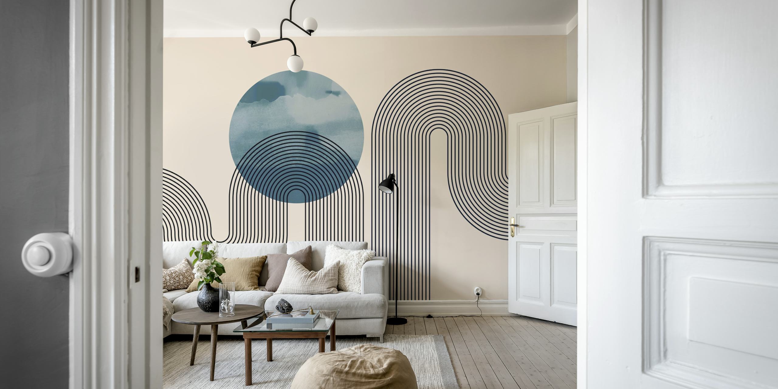 Papel pintado Modern Abstract Curves en una habitación