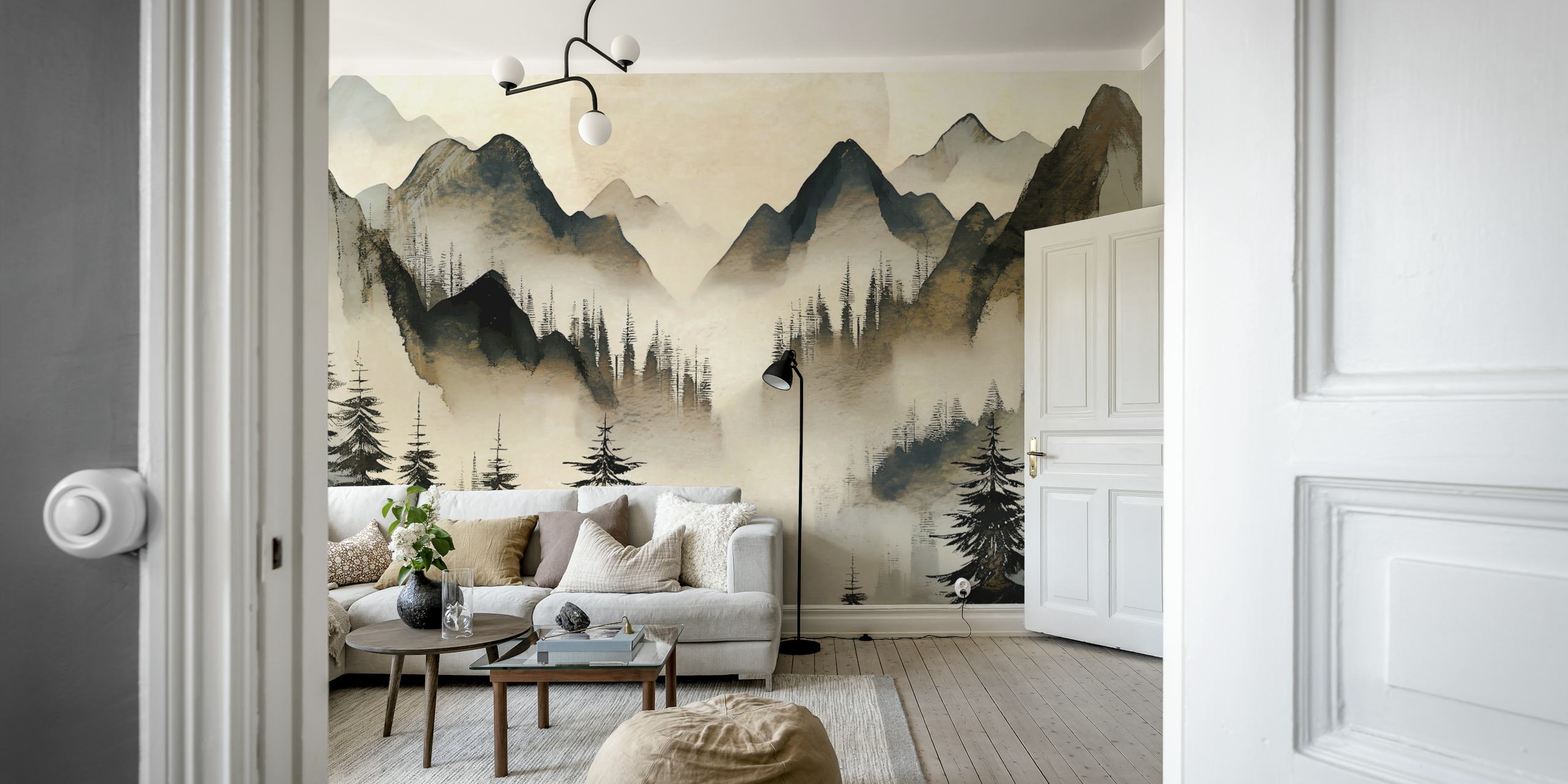 Misty Mountain Haven i ett stiligt rum