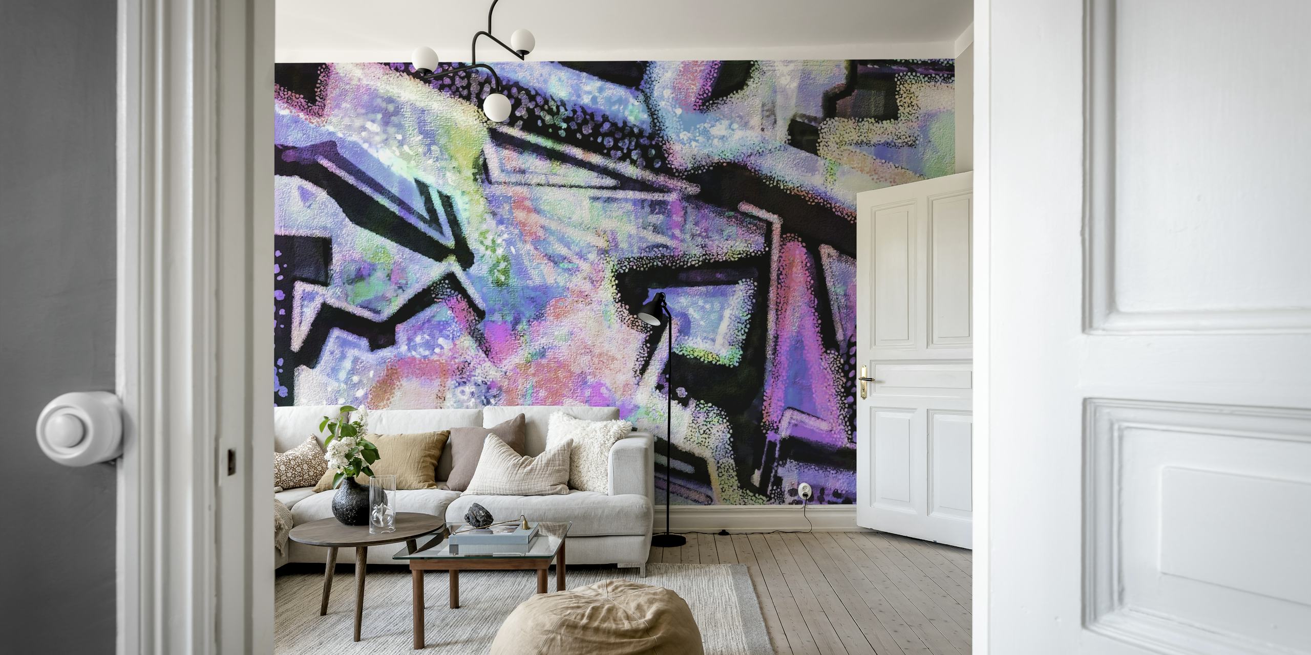 Colorful abstract geometric design with pastel hues wallpaper