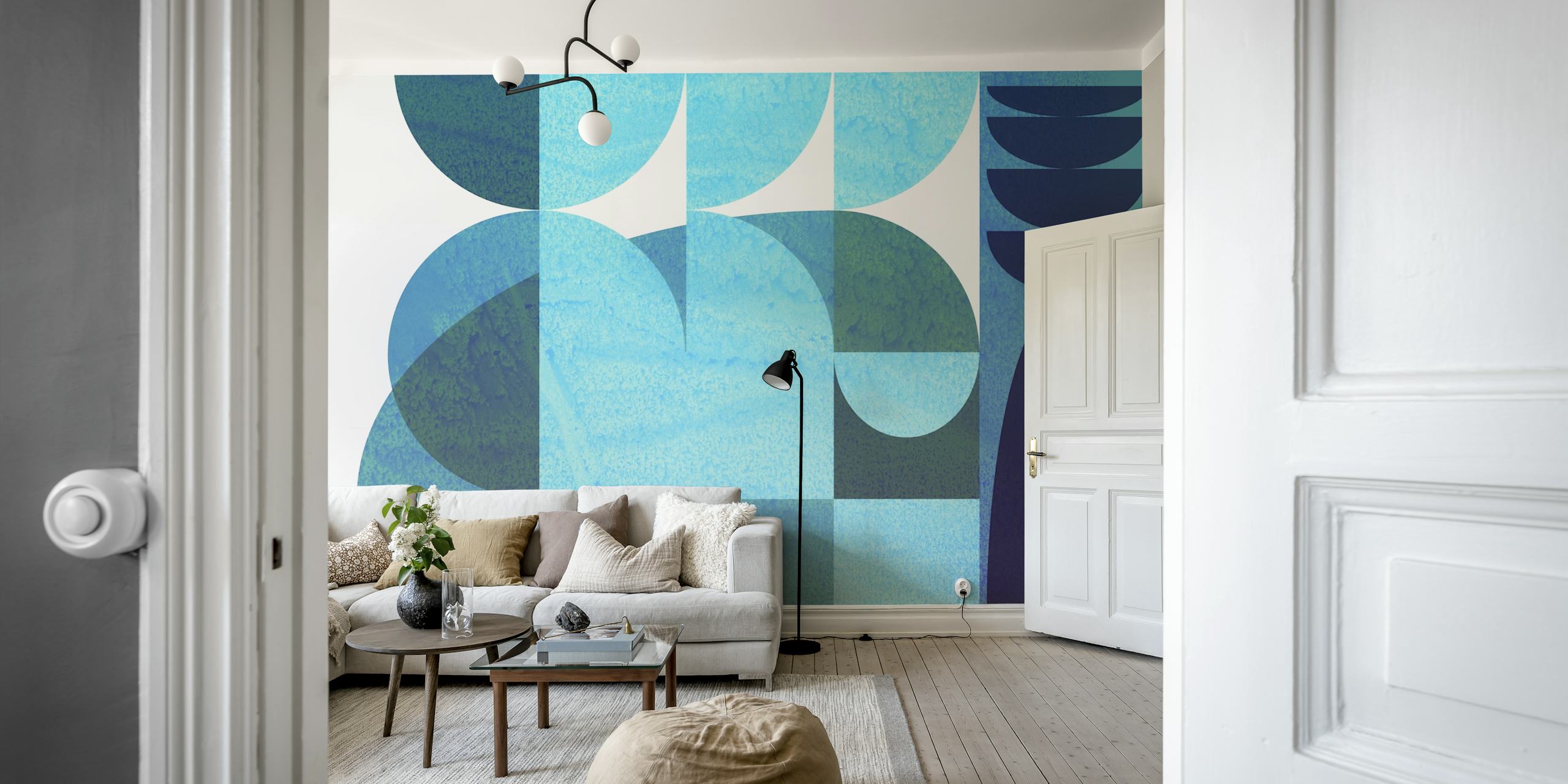 Oceanic Tones Mosaic tapet i et rumindstilling