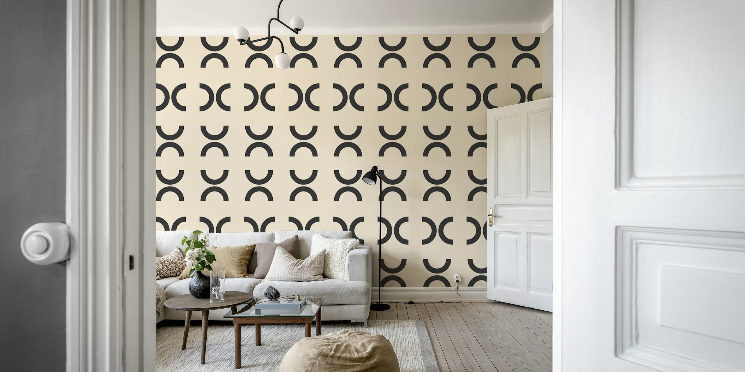 Minimal Urban Bauhaus Tapetdesign in einem Raum