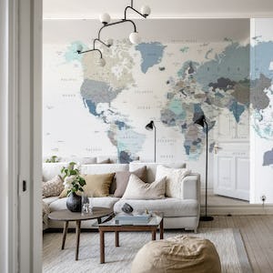 World Map in Neutral Tones