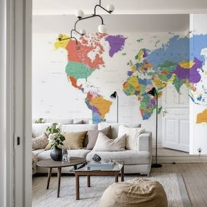World Map in Bright Colours