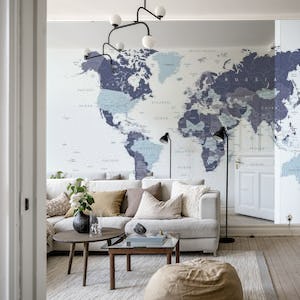 World Map in Navy Blue