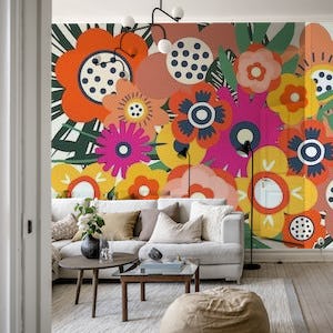 Mid-Century Abstract Floral Meadow Art