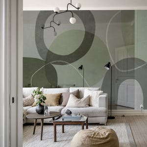 Mid Century Shapes And Outline GreenTeal