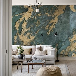Mineral Marble Texture Teal Gold
