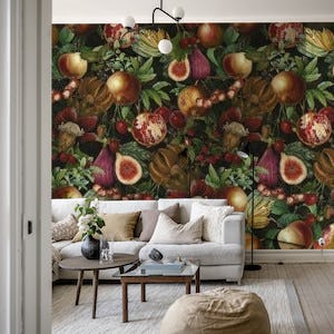 Vintage Exotic Night Tropical Fruits Pattern